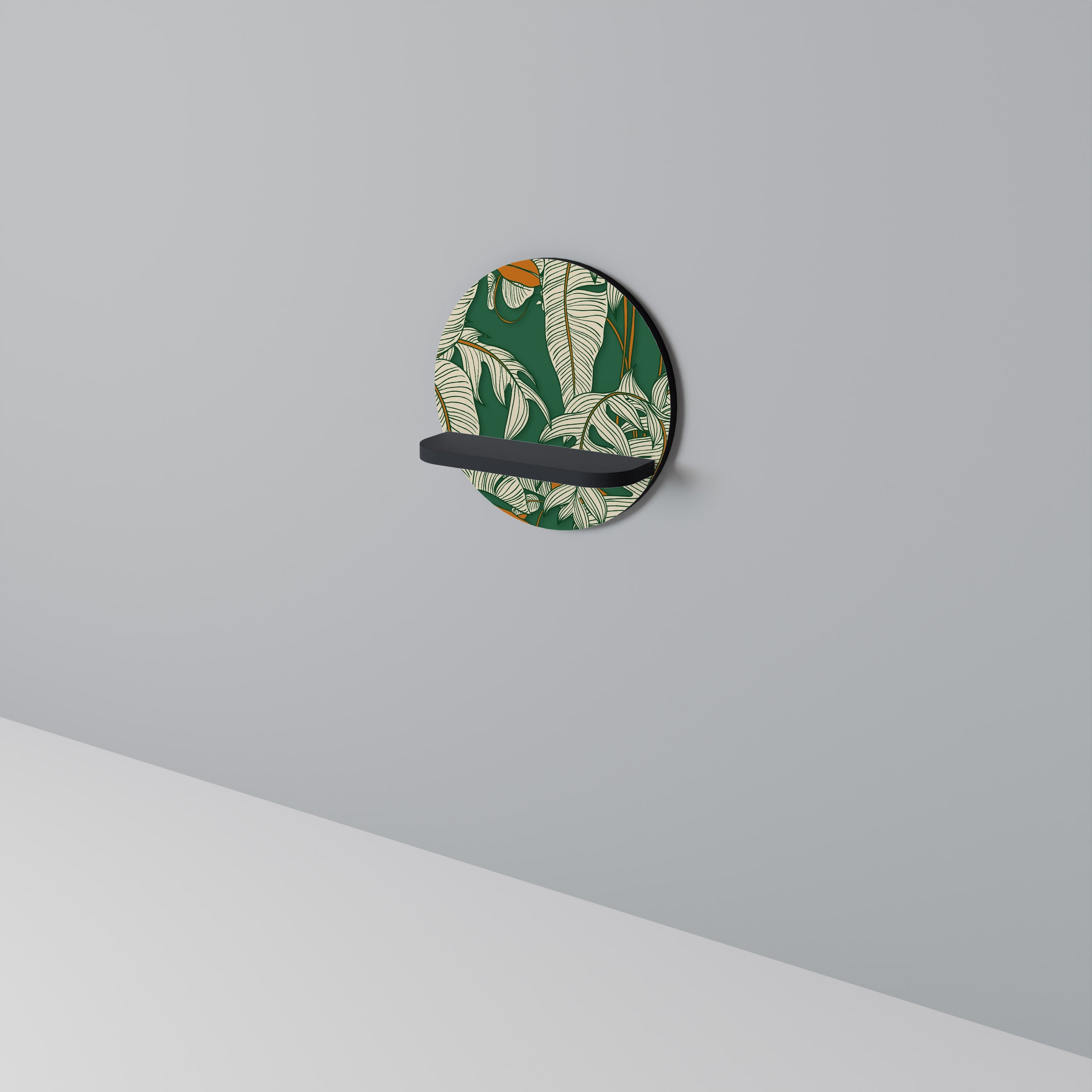 VERDANT PLEASURES Prateleira Redonda Decorativa em Acabamento Preto