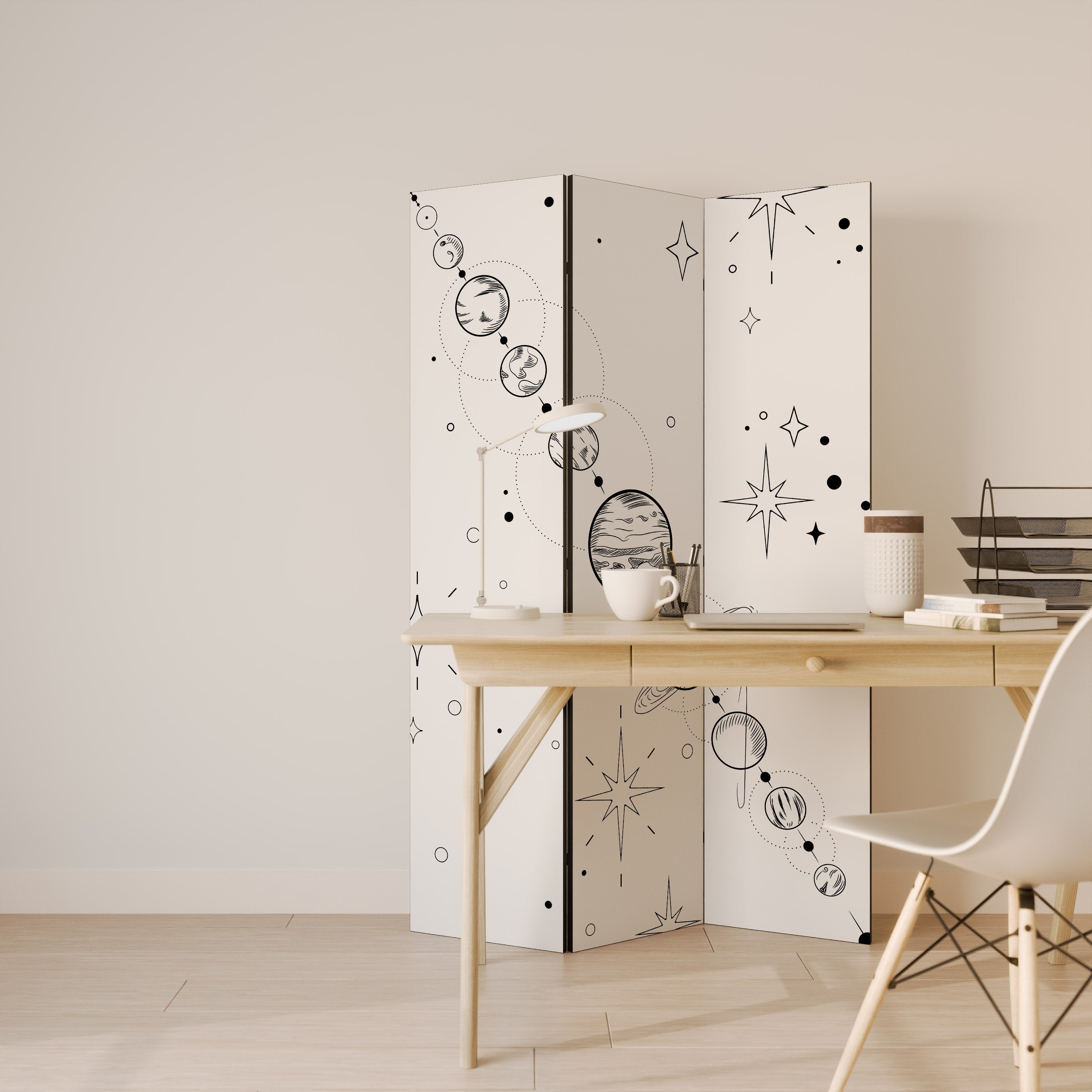 GALAXY OUTLINE Biombo Decorativo de 3 Painéis