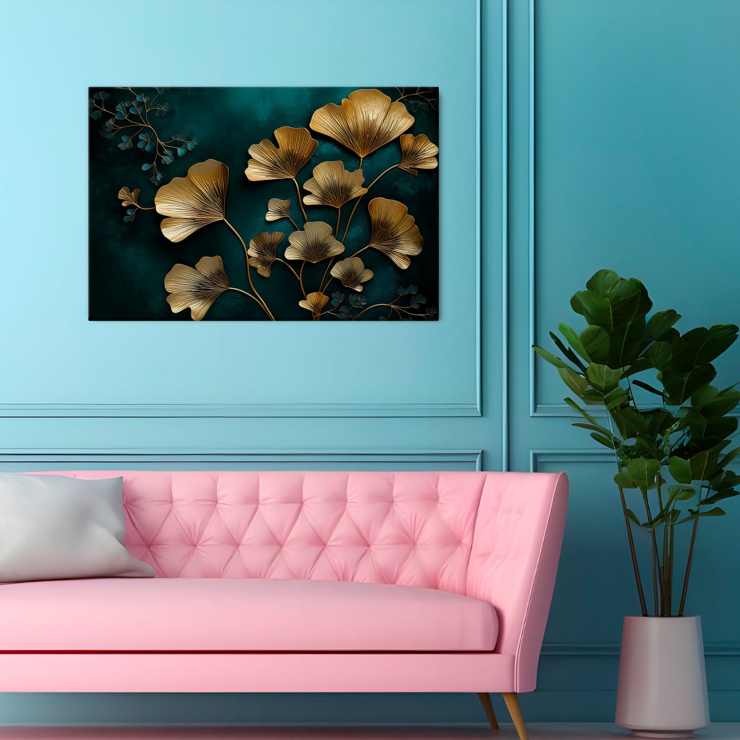 GOLDEN FLORA FANTASY Horizontal Canvas Print