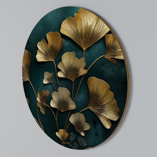 GOLDEN FLORA FANTASY Arte de Parede Redonda