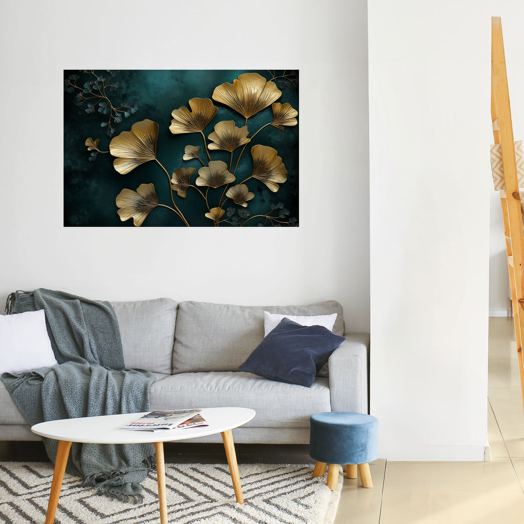 GOLDEN FLORA FANTASY Peel and Stick Horizontal Poster