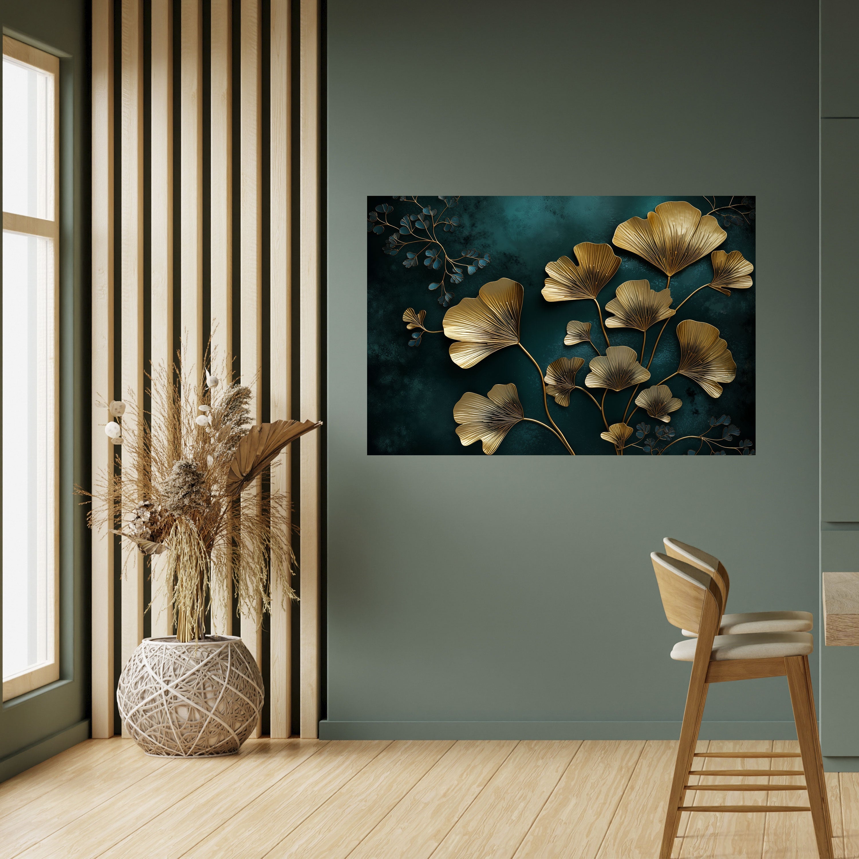 GOLDEN FLORA FANTASY Peel and Stick Horizontal Poster