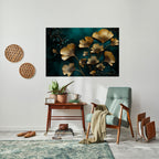 GOLDEN FLORA FANTASY Peel and Stick Horizontal Poster