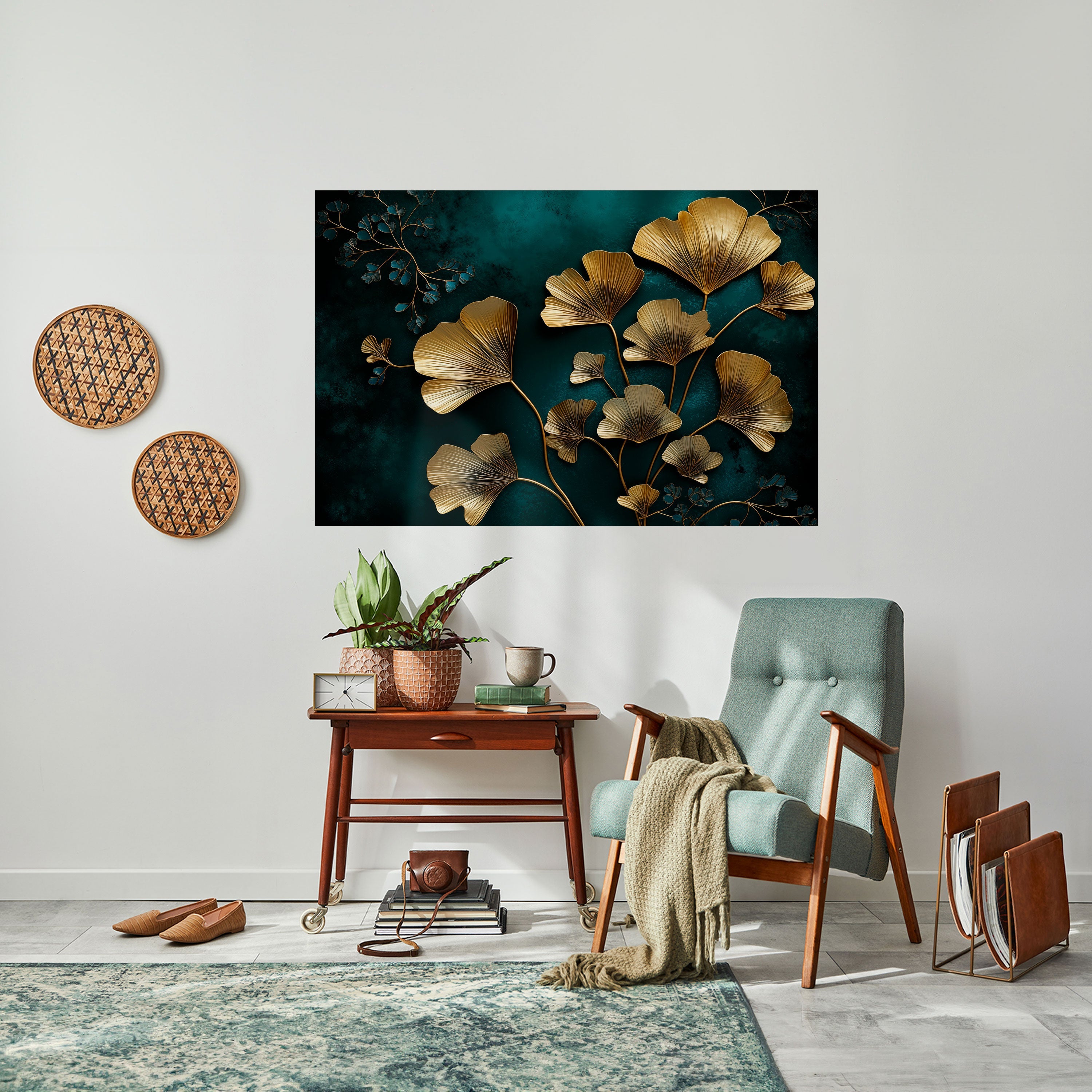 GOLDEN FLORA FANTASY Peel and Stick Horizontal Poster