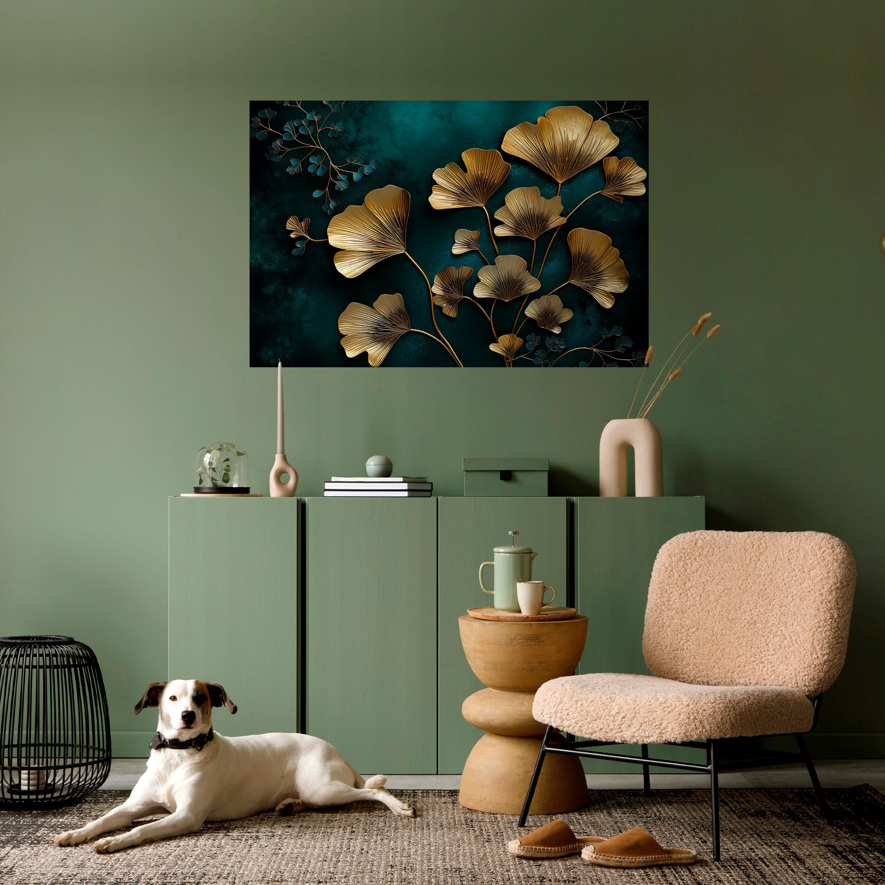 GOLDEN FLORA FANTASY Peel and Stick Horizontal Poster