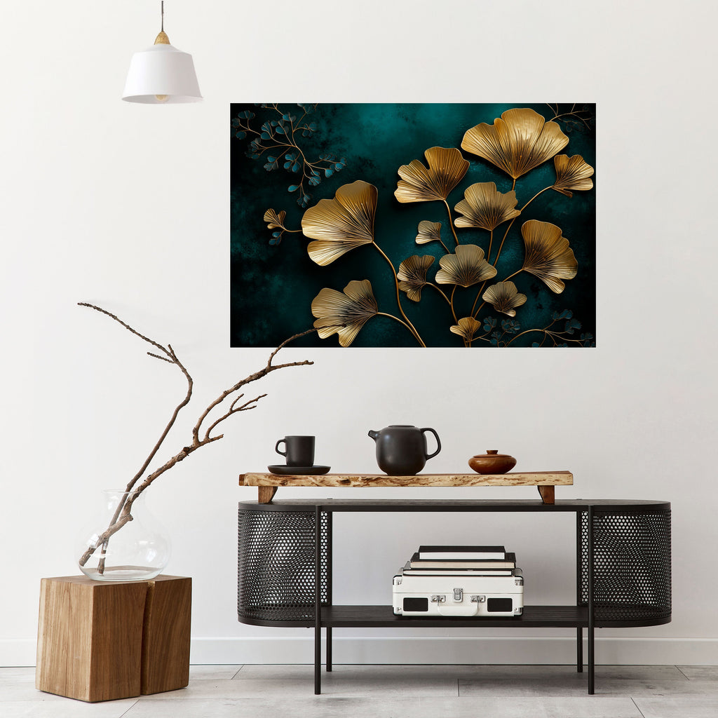 GOLDEN FLORA FANTASY Peel and Stick Horizontal Poster
