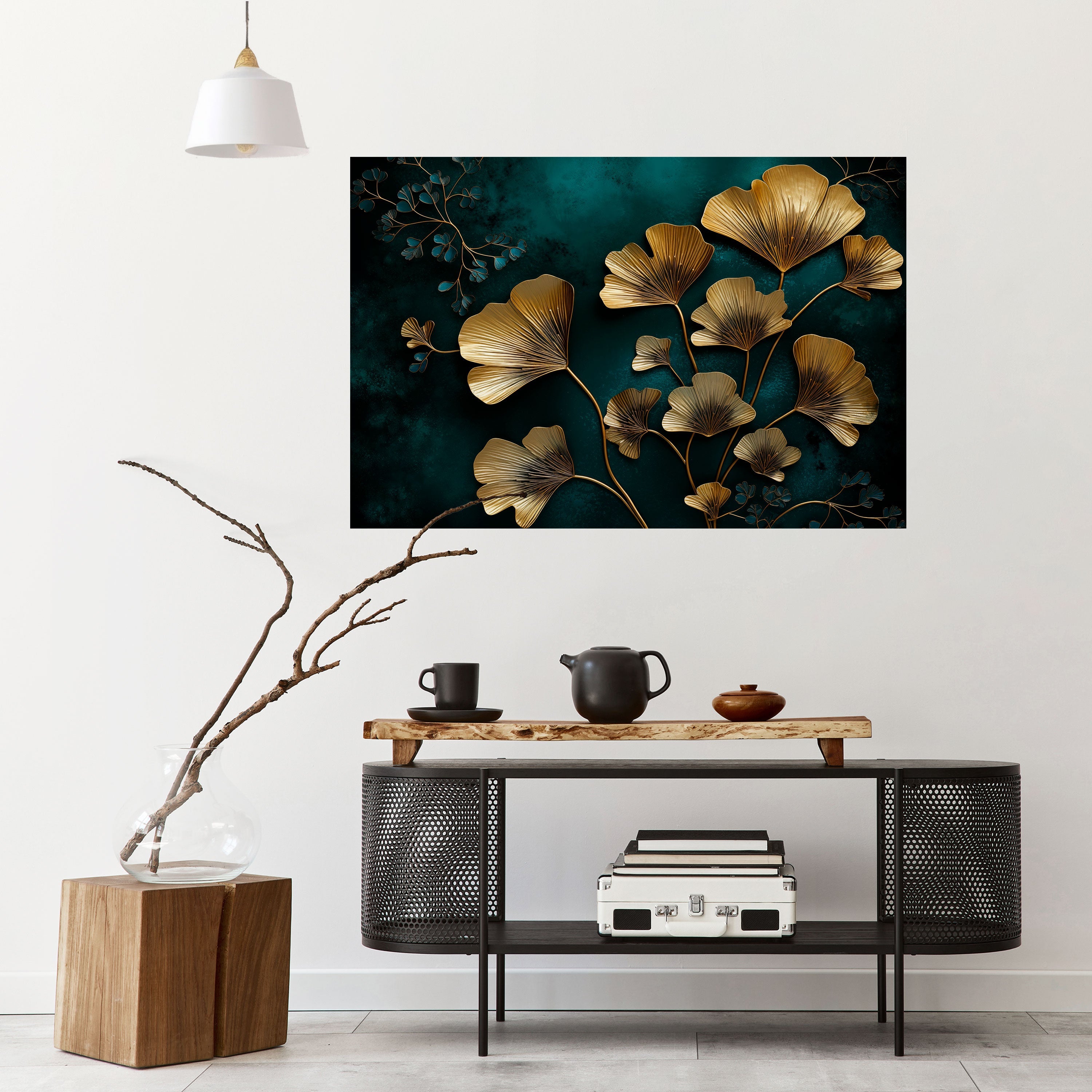 GOLDEN FLORA FANTASY Peel and Stick Horizontal Poster