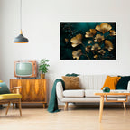 GOLDEN FLORA FANTASY Peel and Stick Horizontal Poster