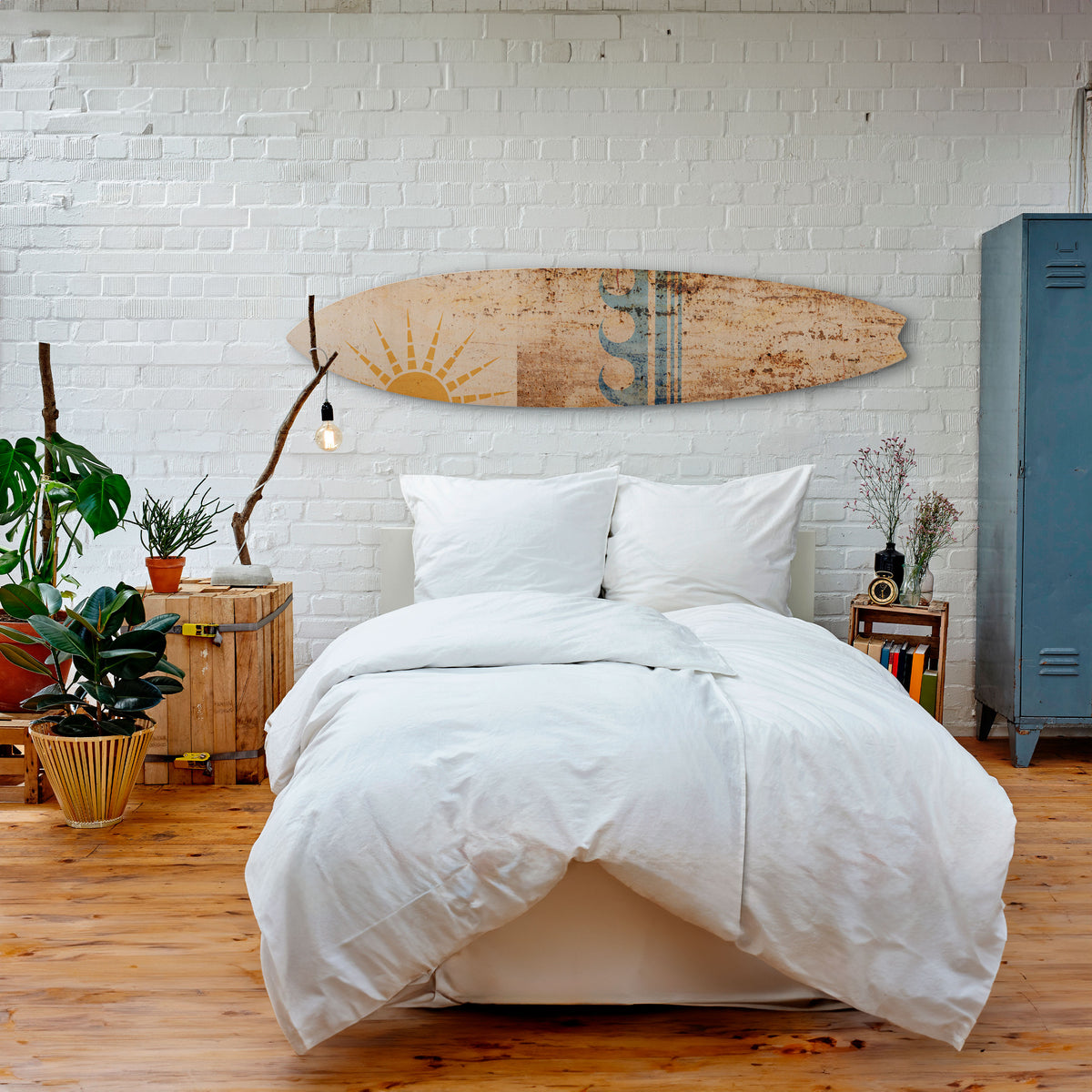 SUN-KISSED WAVES Painel Decorativo Prancha de Surf