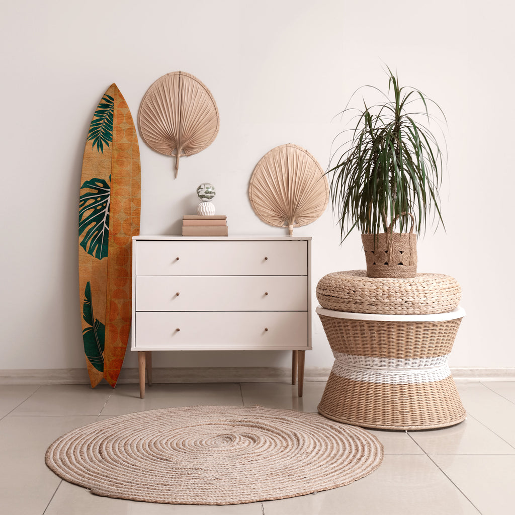 PALM LEAF SURFBOARD Painel Decorativo Prancha de Surf