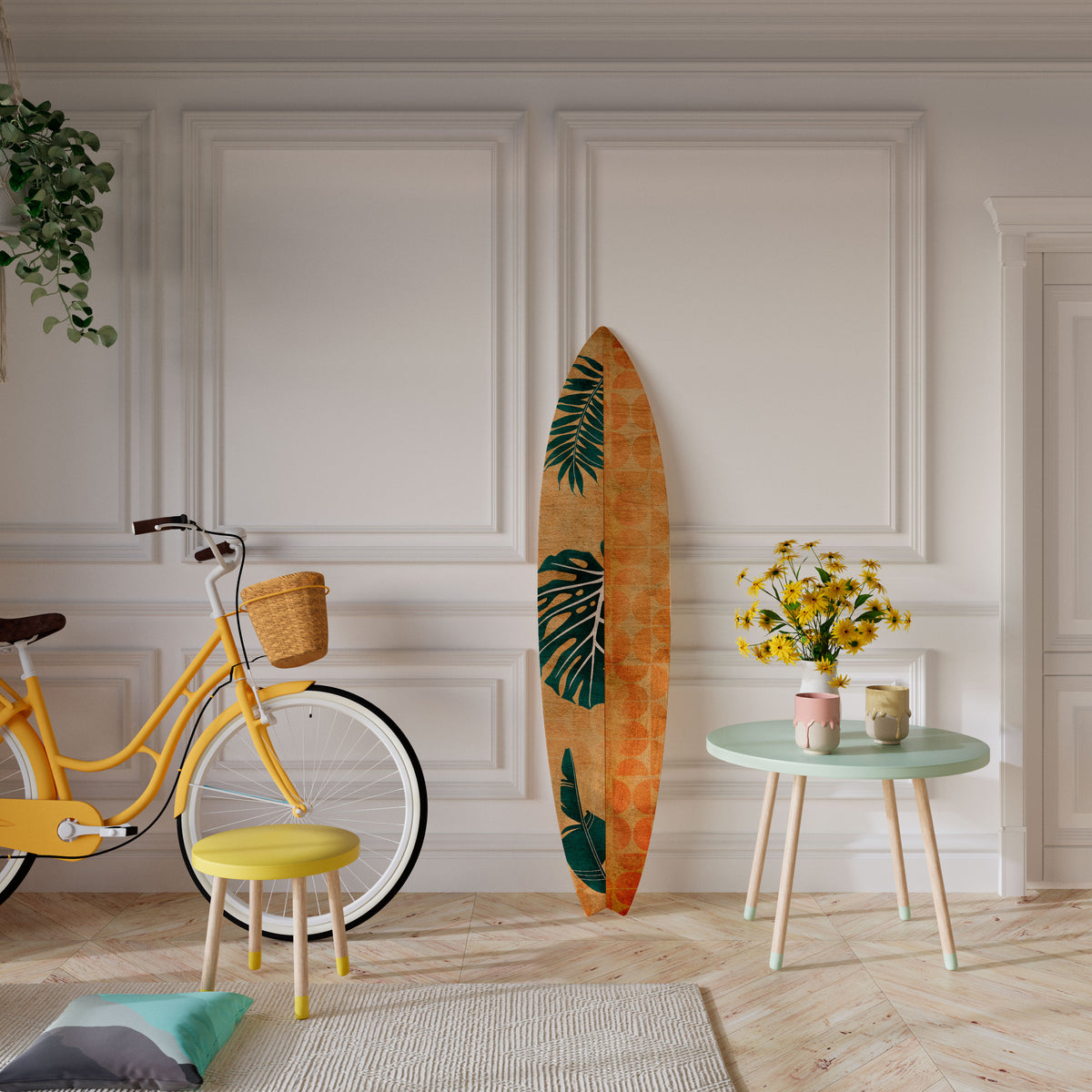 PALM LEAF SURFBOARD Painel Decorativo Prancha de Surf