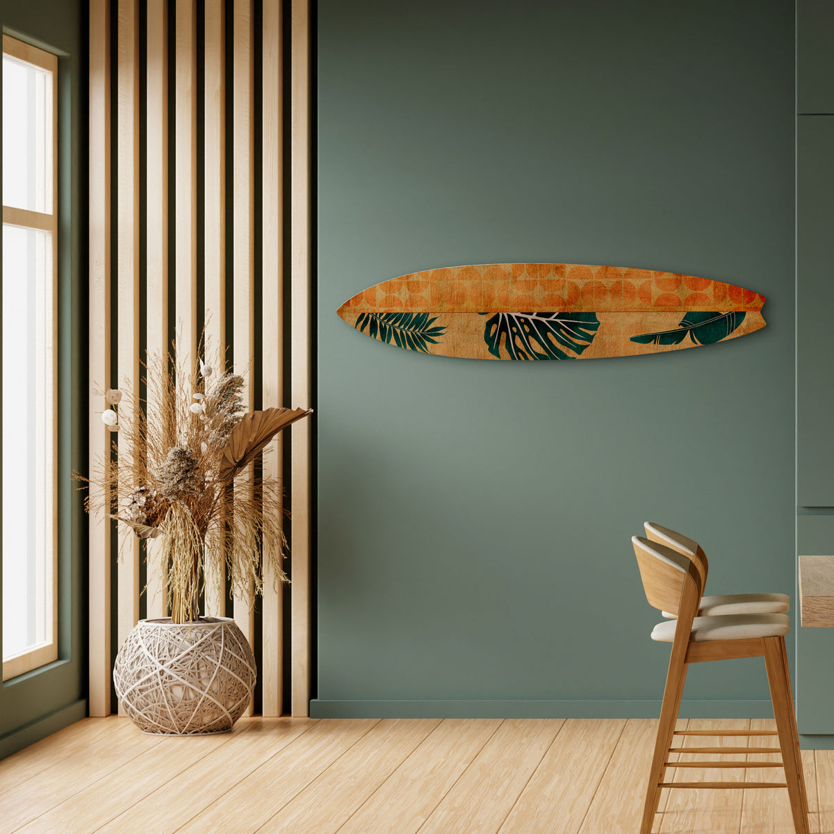 PALM LEAF SURFBOARD Painel Decorativo Prancha de Surf