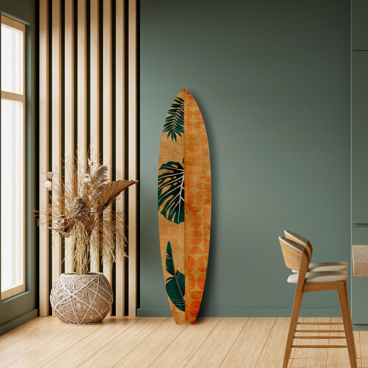 PALM LEAF SURFBOARD Painel Decorativo Prancha de Surf