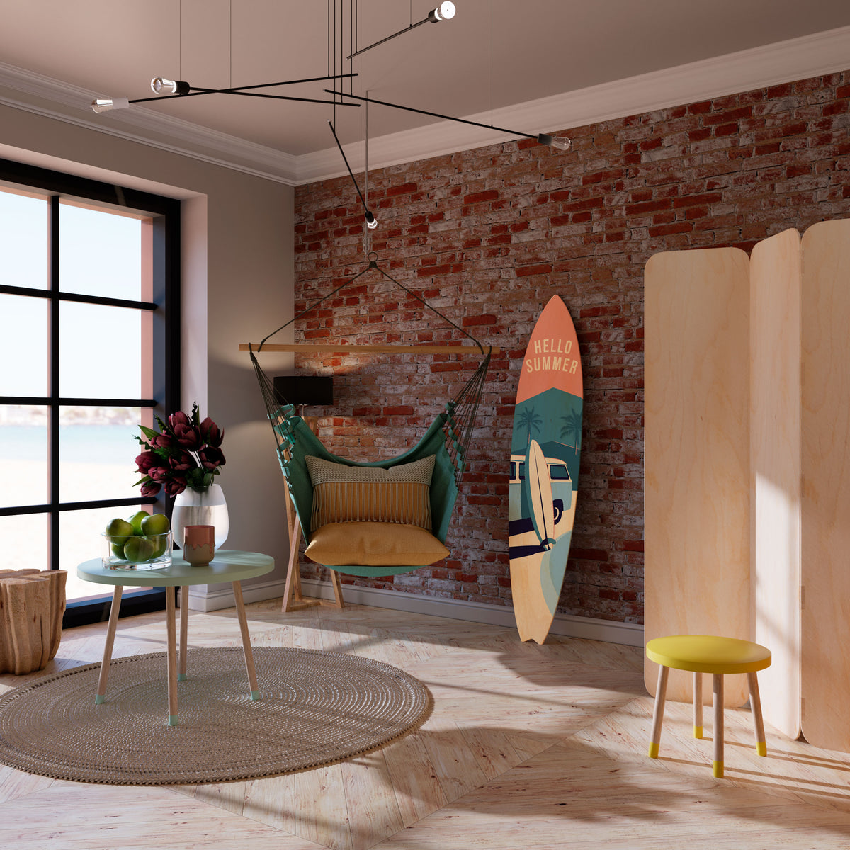 HELLO SUMMER Painel Decorativo Prancha de Surf