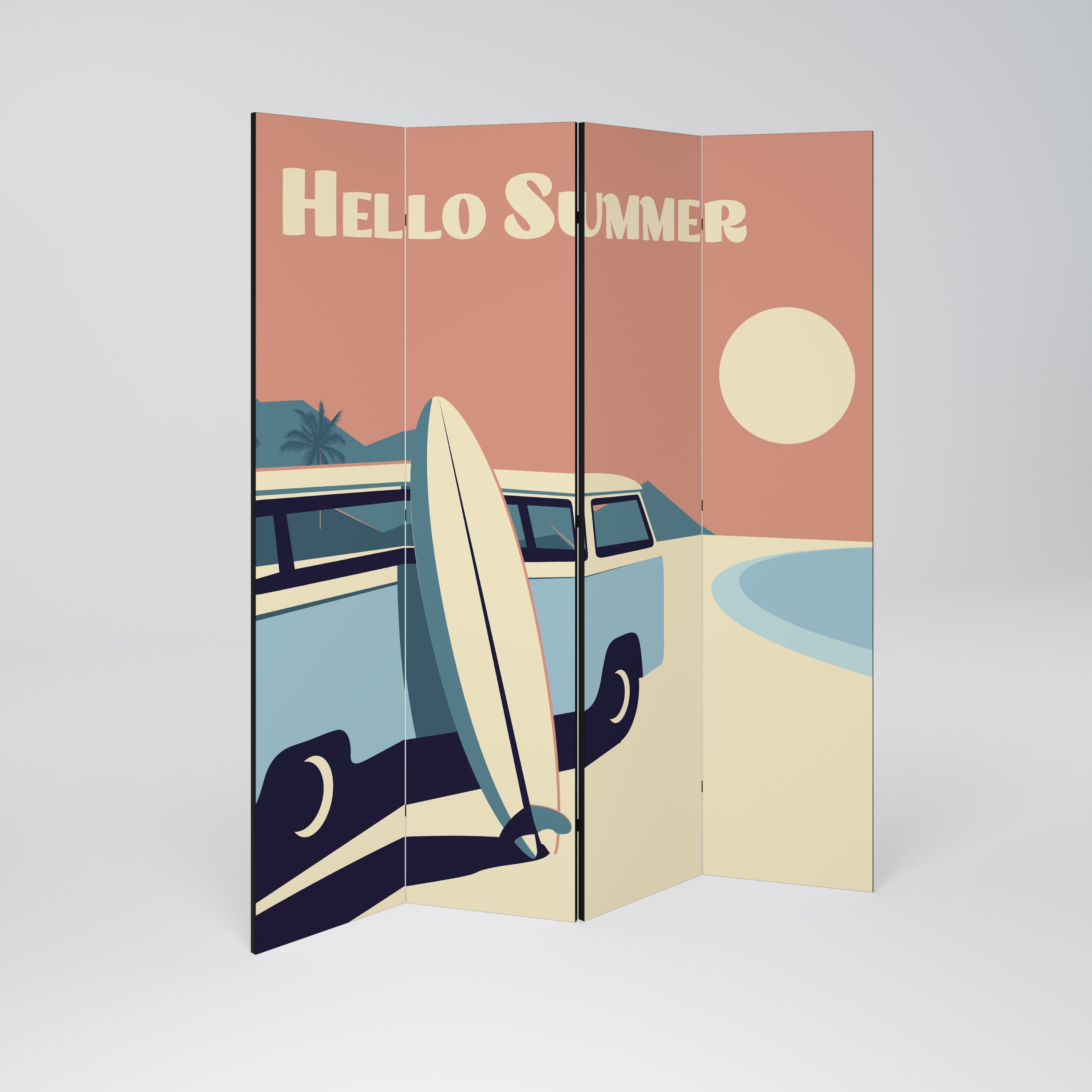 HELLO SUMMER Biombo Decorativo de 4 Painéis