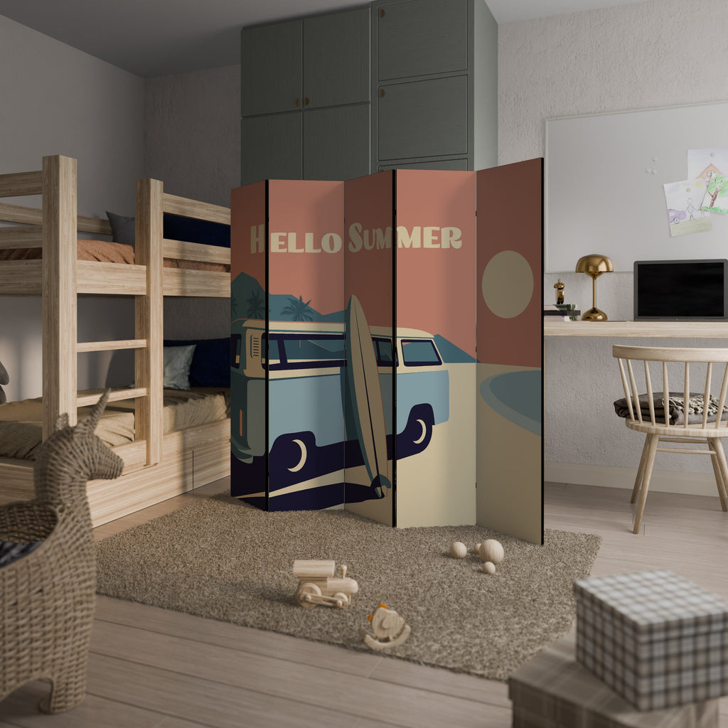 HELLO SUMMER Decorative 5-Panel Room Divider