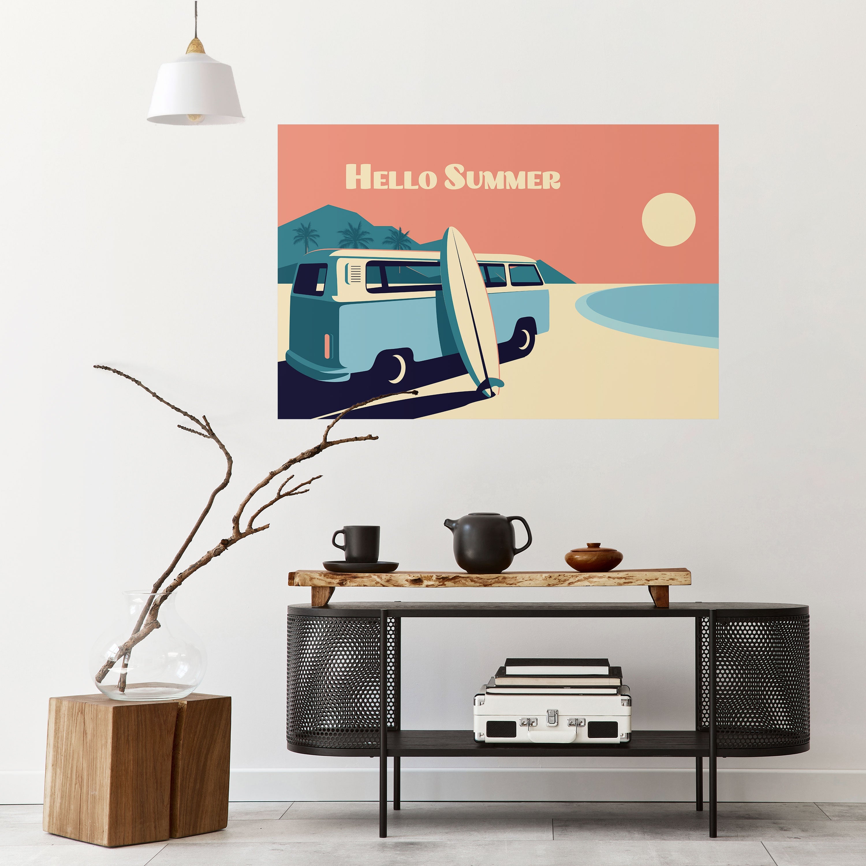 HELLO SUMMER Peel and Stick Horizontal Poster