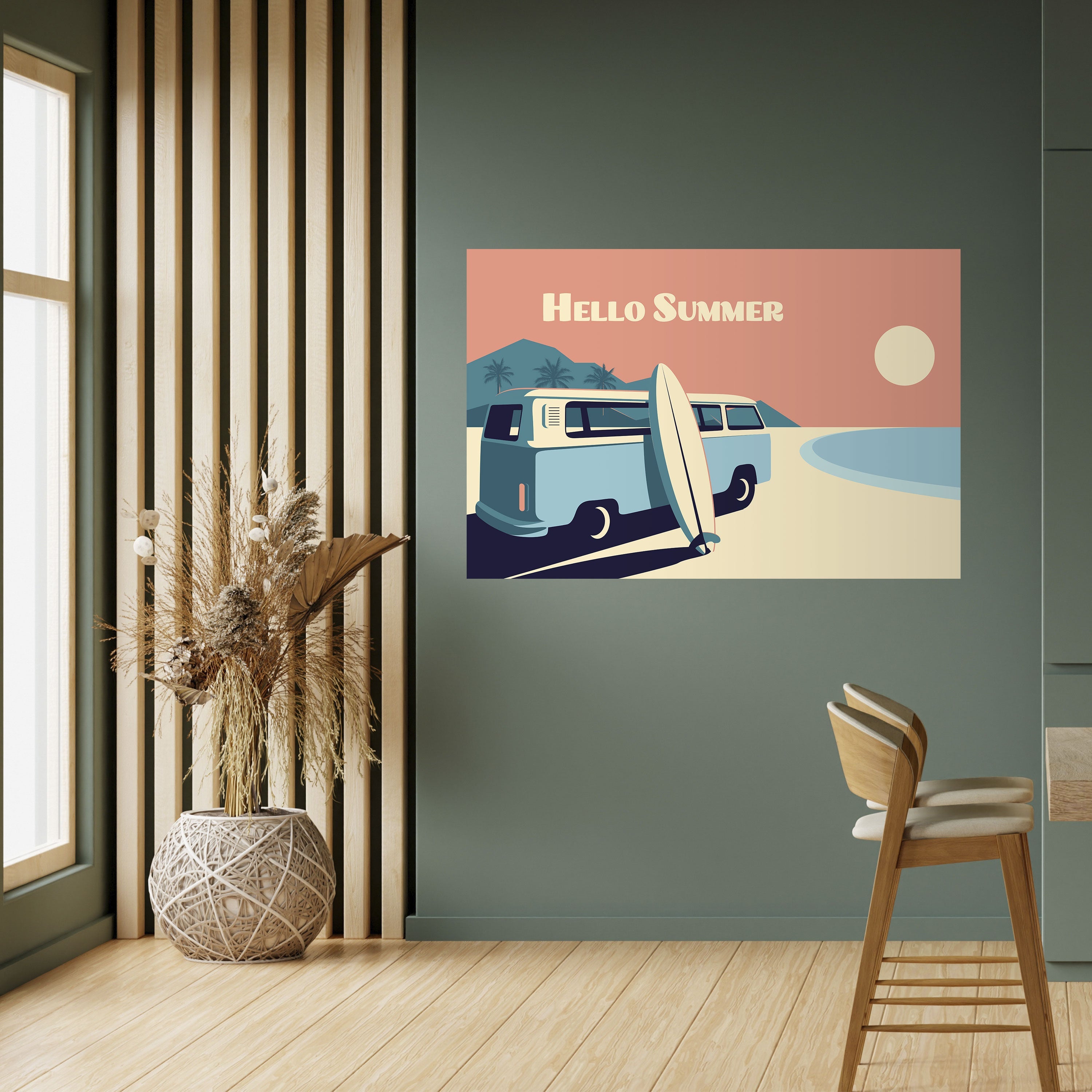 HELLO SUMMER Peel and Stick Horizontal Poster