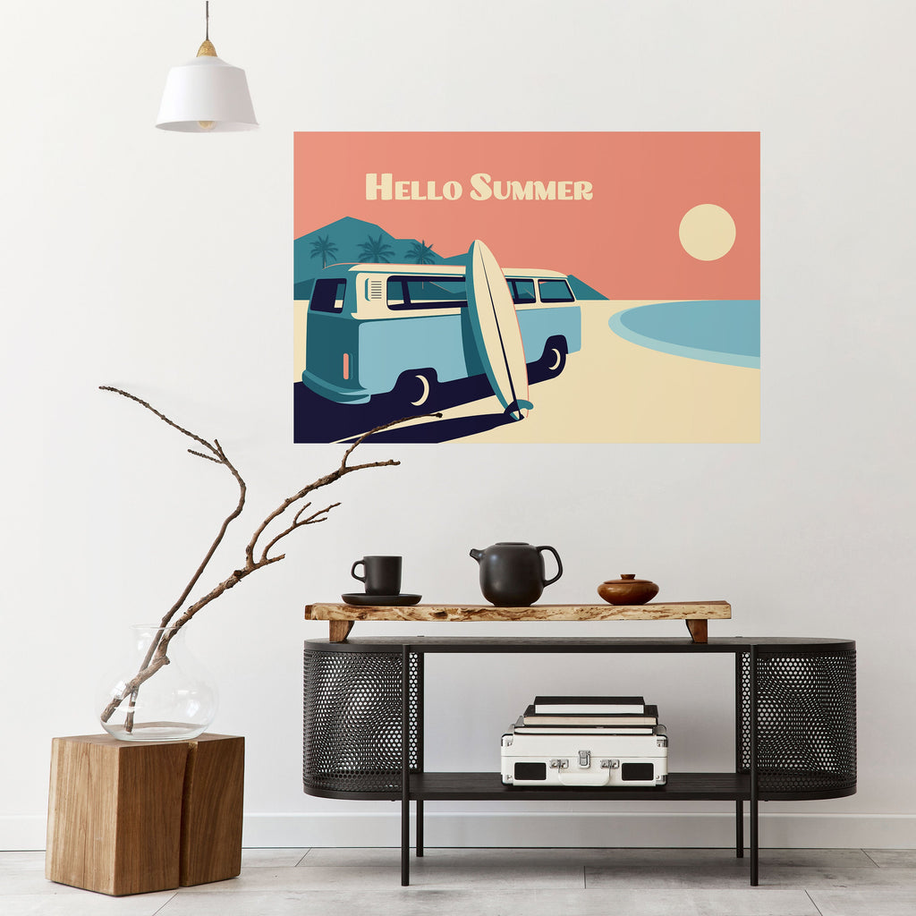 HELLO SUMMER Peel and Stick Horizontal Poster