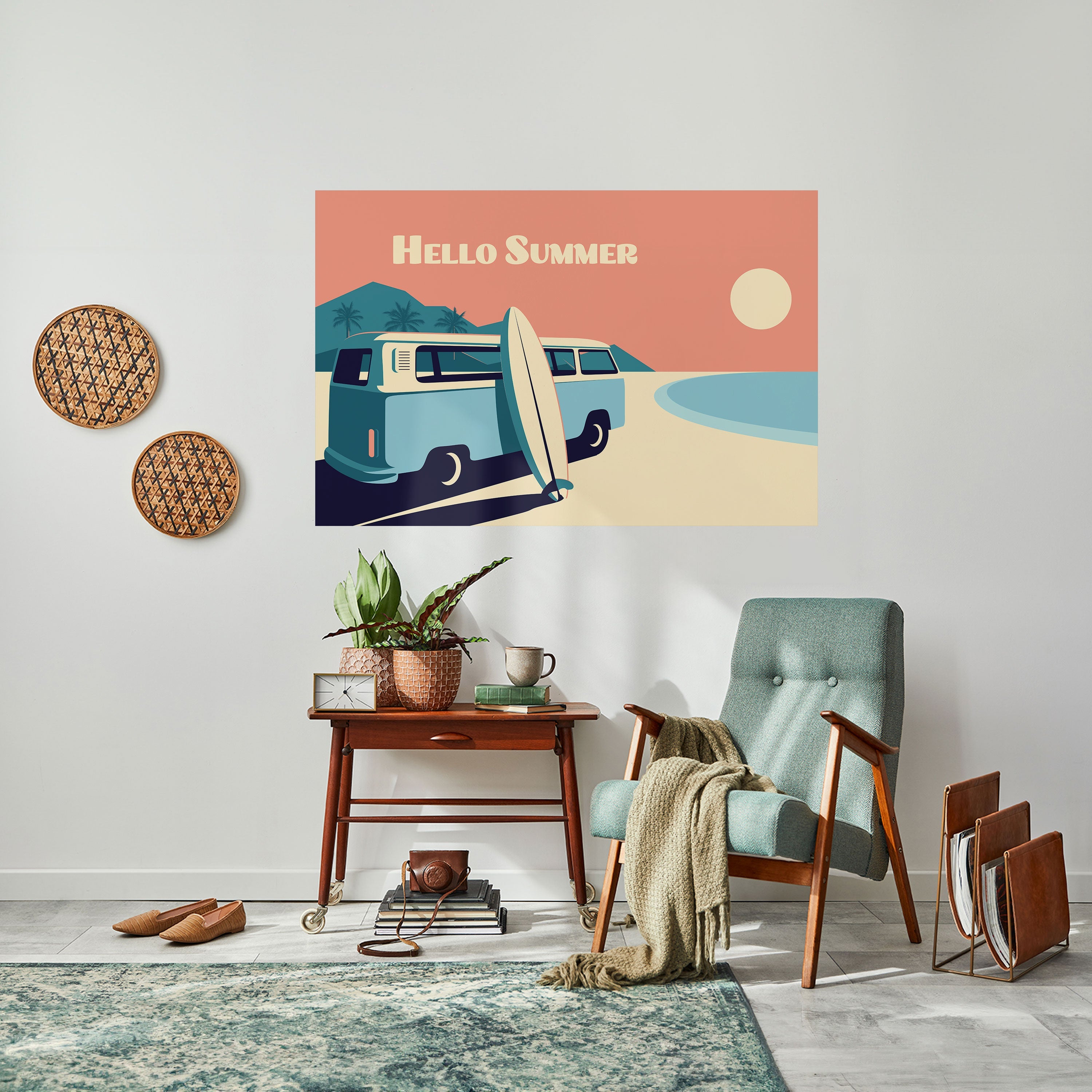 HELLO SUMMER Peel and Stick Horizontal Poster
