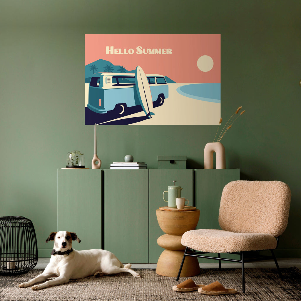 HELLO SUMMER Peel and Stick Horizontal Poster