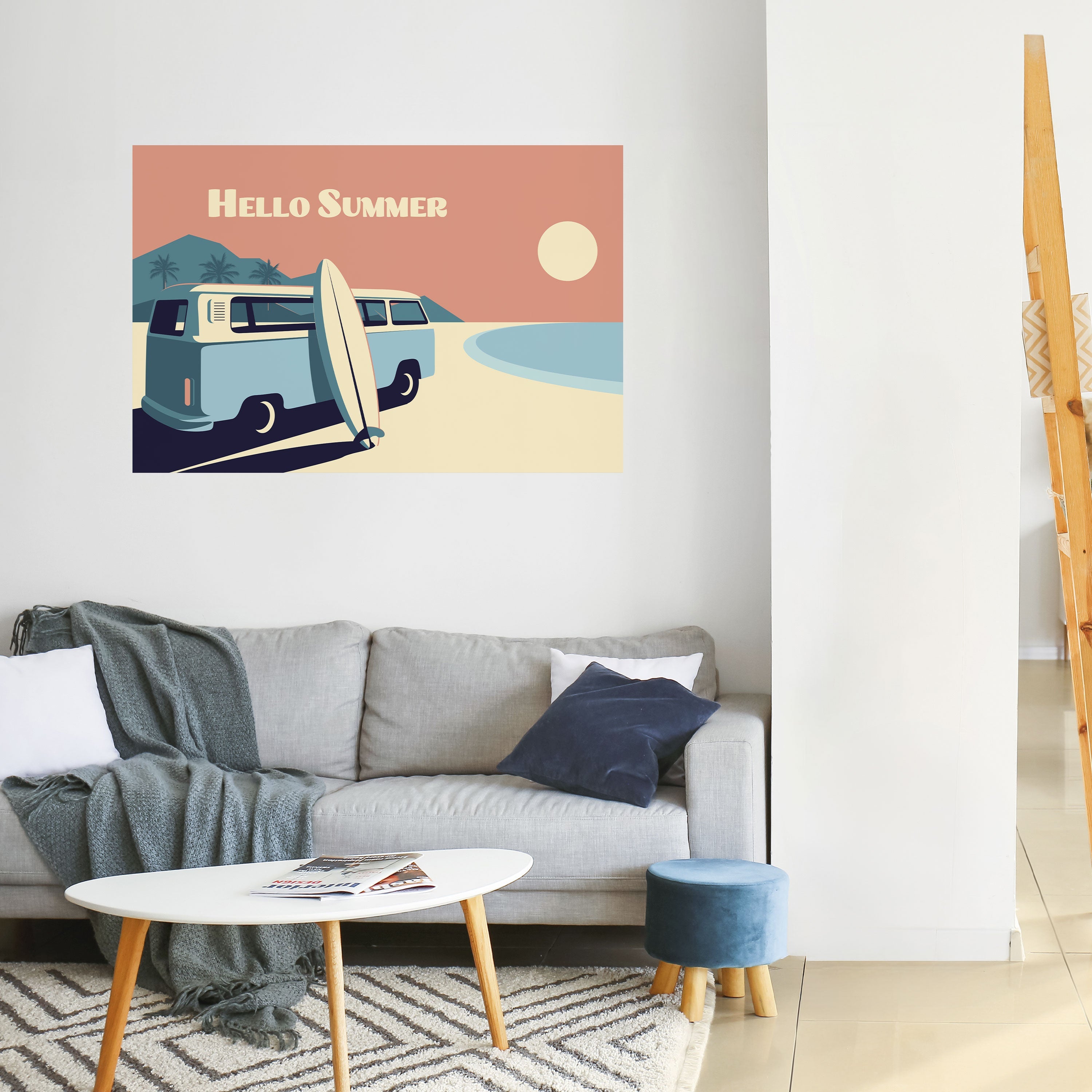 HELLO SUMMER Peel and Stick Horizontal Poster