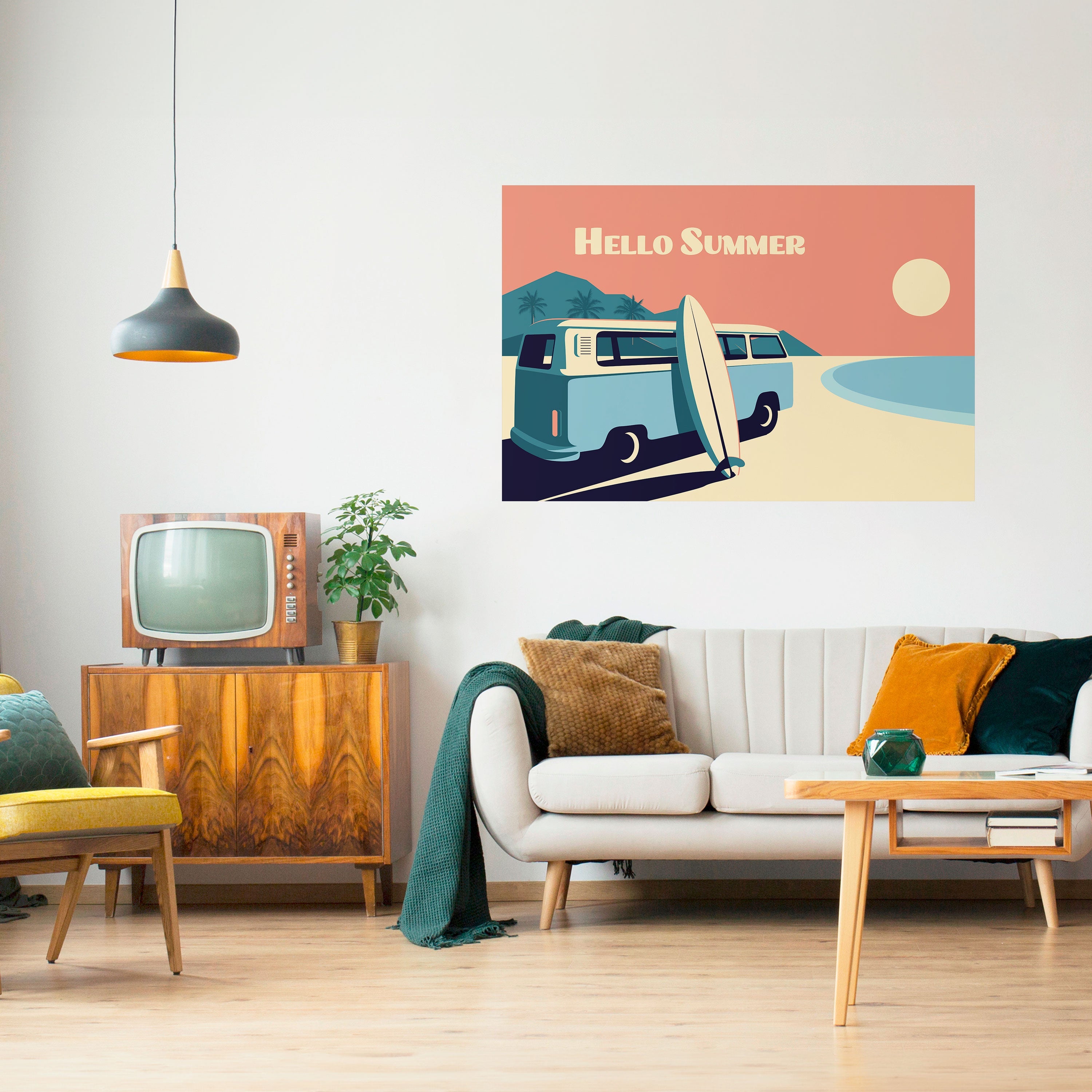 HELLO SUMMER Peel and Stick Horizontal Poster