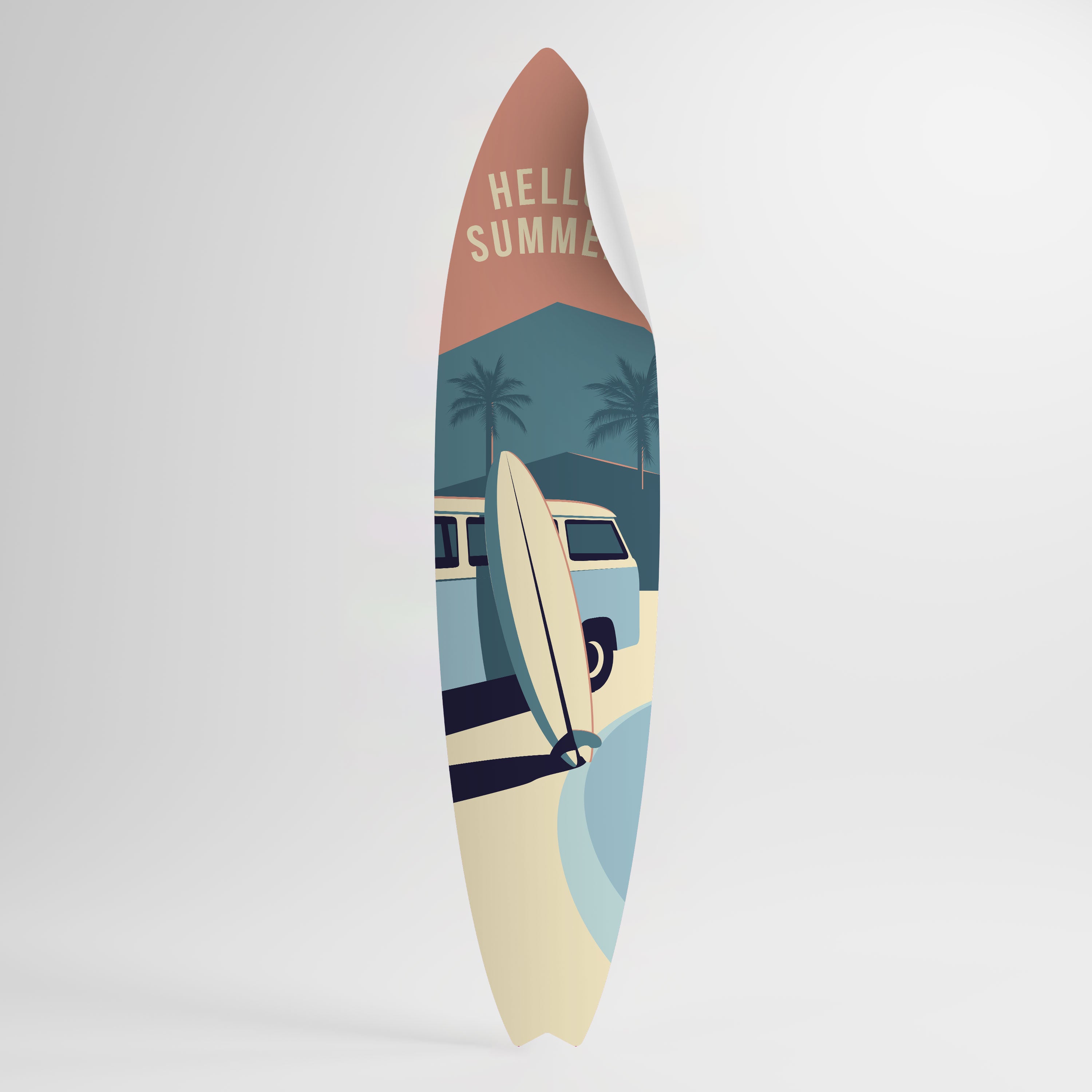 HELLO SUMMER Peel and Stick Surfboard Sticker