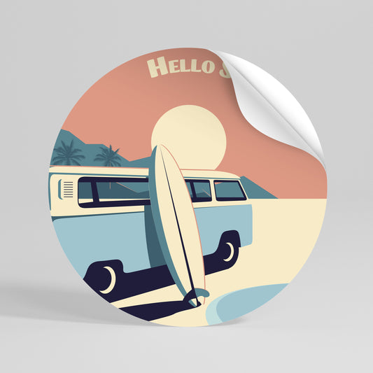 HELLO SUMMER Autocolante Redondo Removível