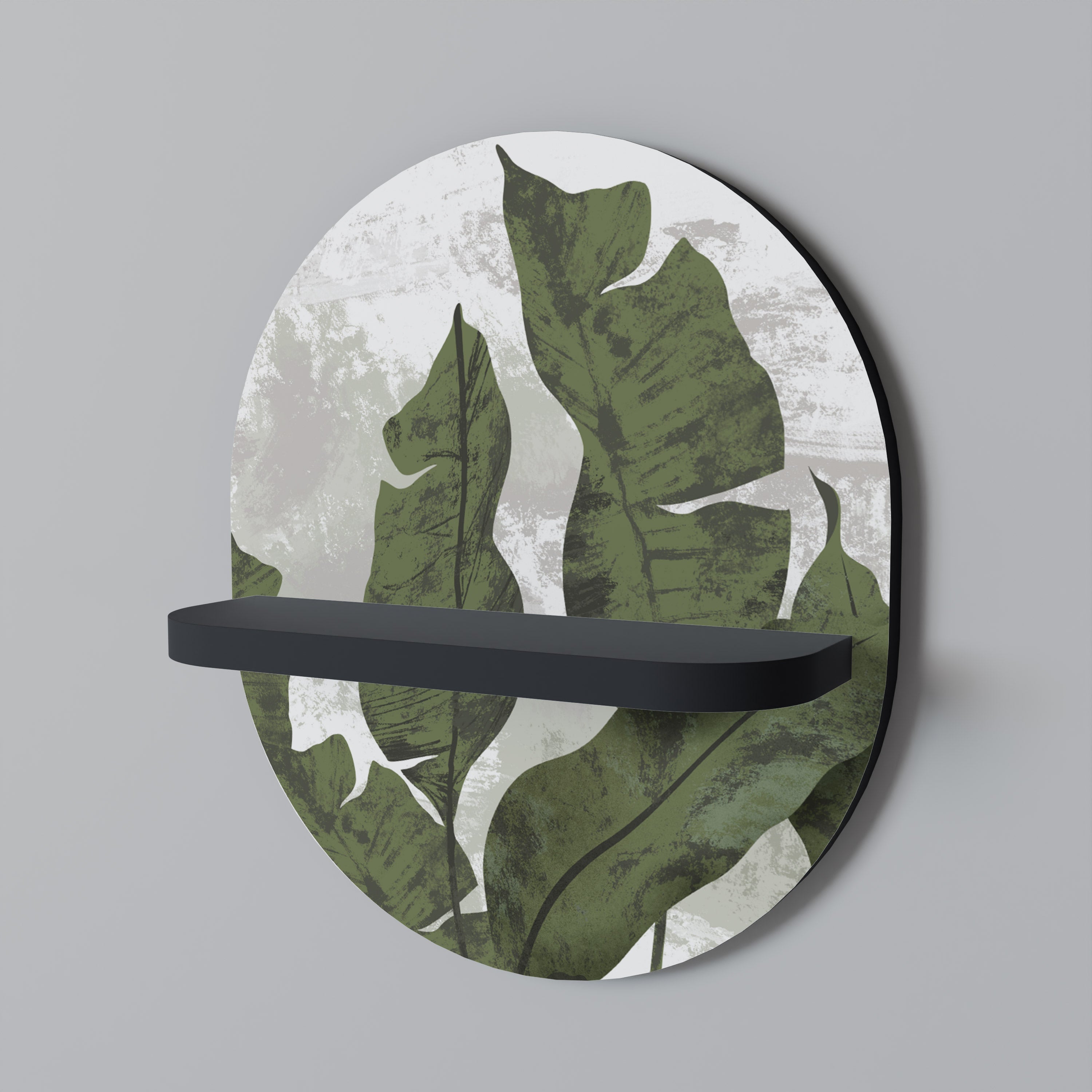 LEAF ECHO Prateleira Oval Decorativa em Acabamento Preto