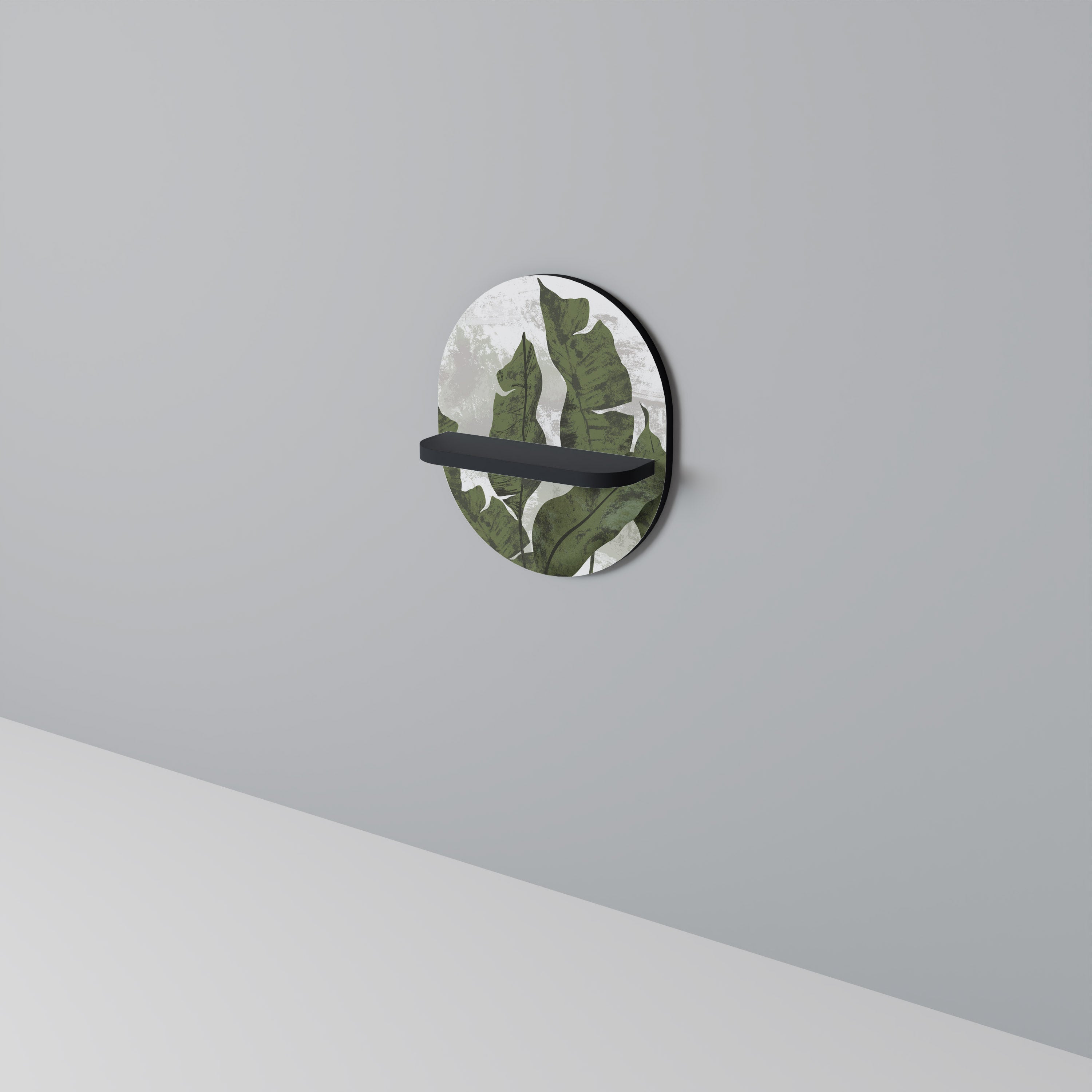 LEAF ECHO Prateleira Oval Decorativa em Acabamento Preto