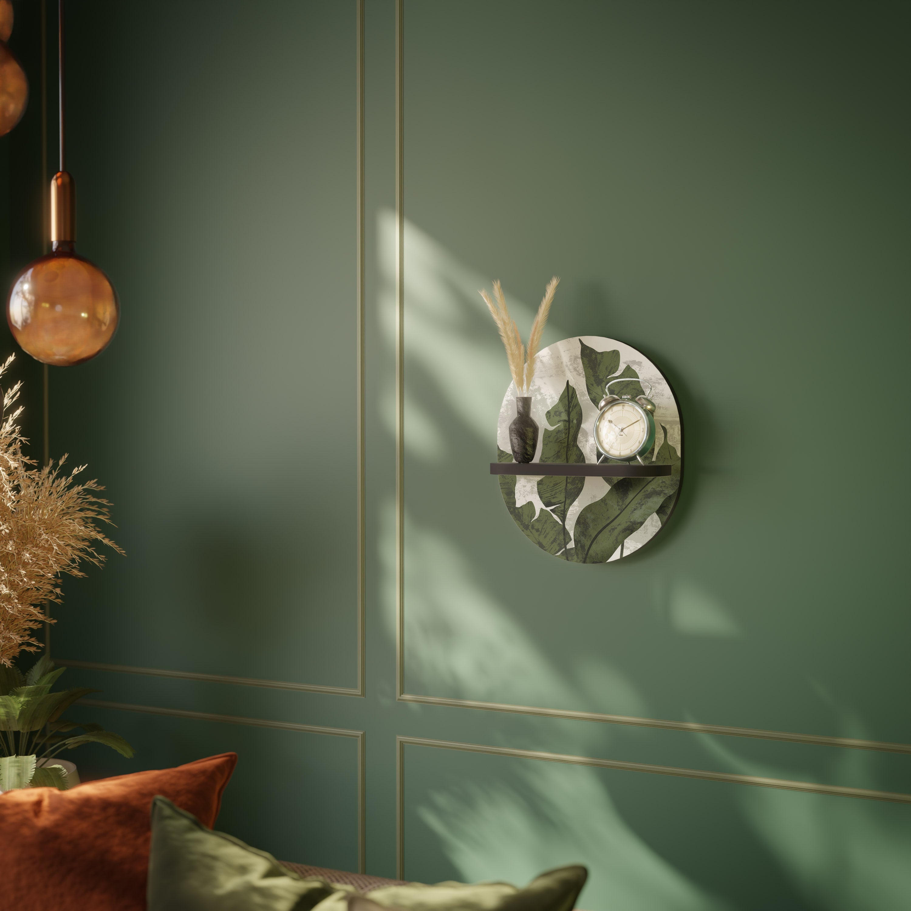 LEAF ECHO Prateleira Oval Decorativa em Acabamento Preto