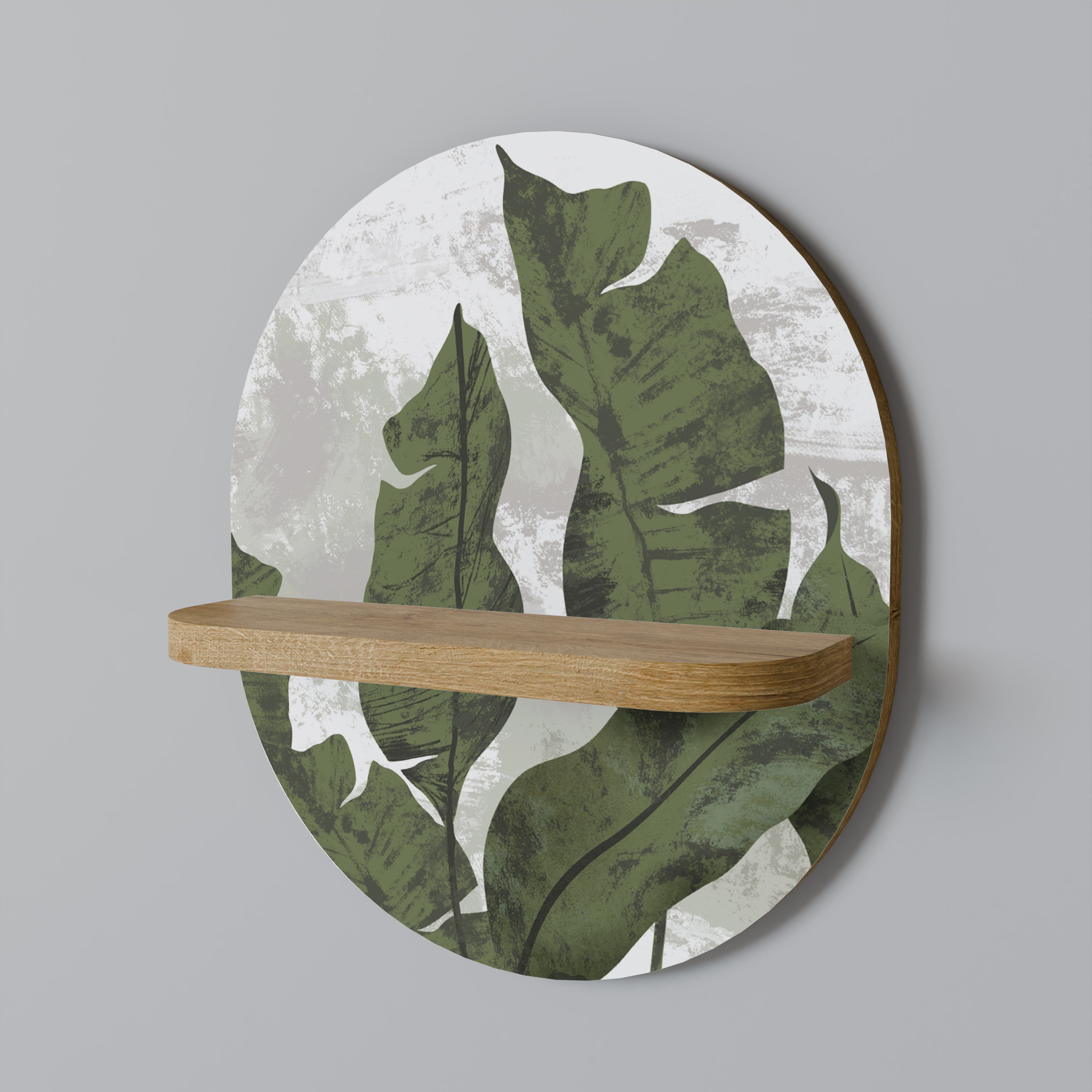 LEAF ECHO Prateleira Oval Decorativa em Efeito Carvalho