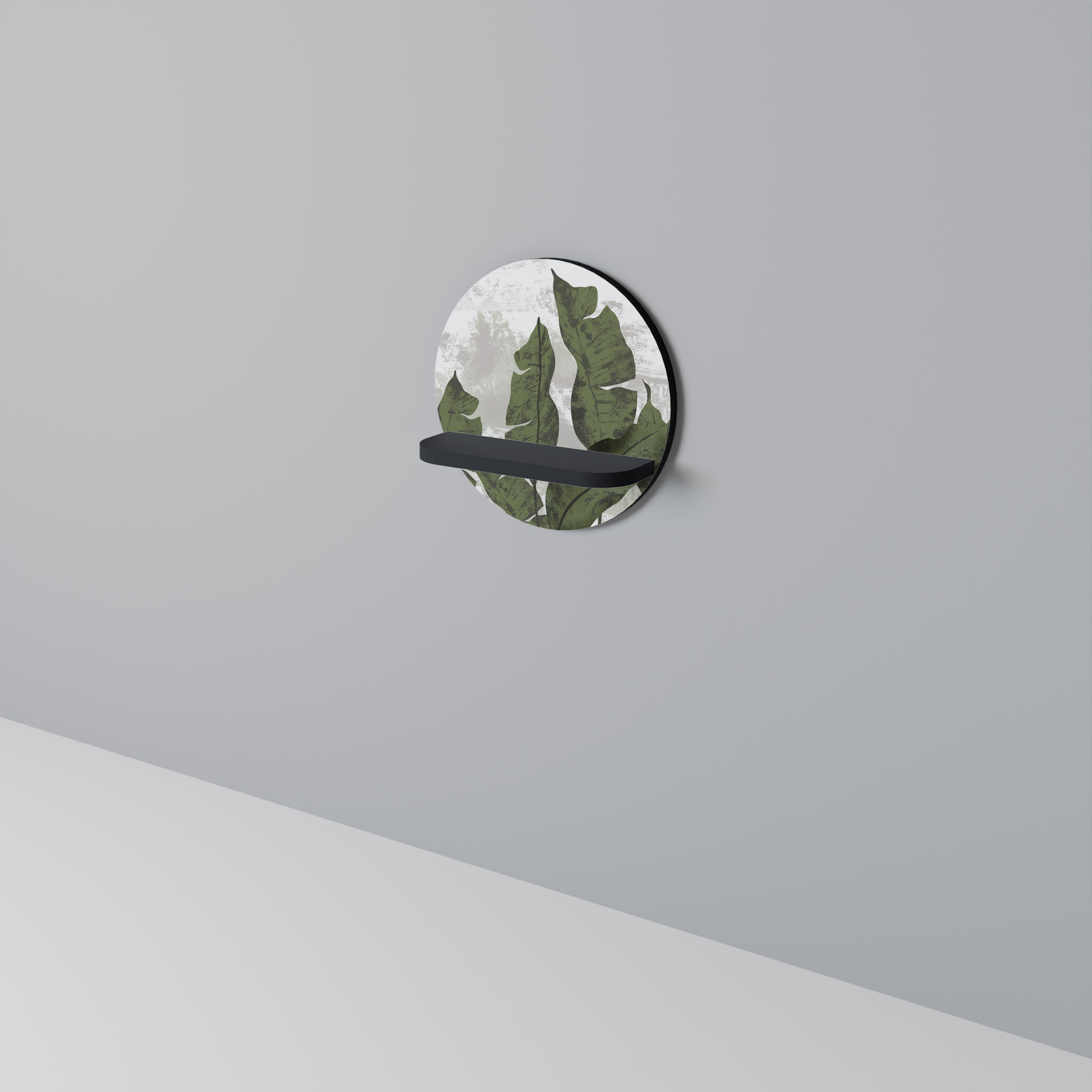 LEAF ECHO Prateleira Redonda Decorativa em Acabamento Preto