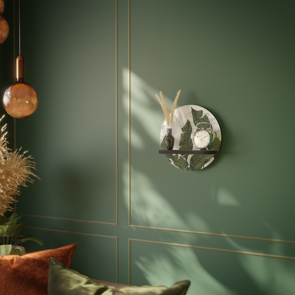 LEAF ECHO Prateleira Redonda Decorativa em Acabamento Preto