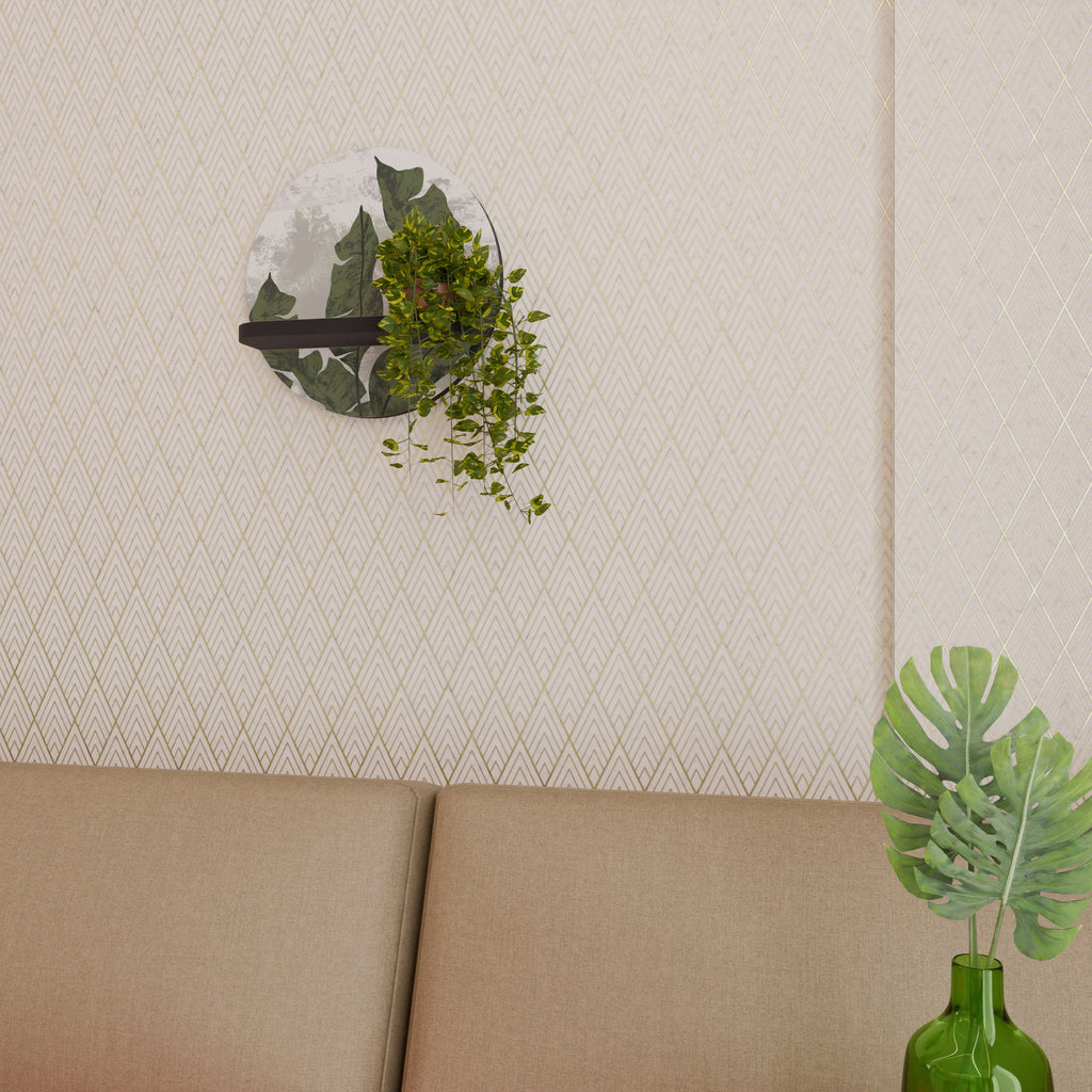 LEAF ECHO Prateleira Redonda Decorativa em Acabamento Preto