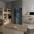 BLUE LEAVES Biombo Decorativo de 3 Painéis