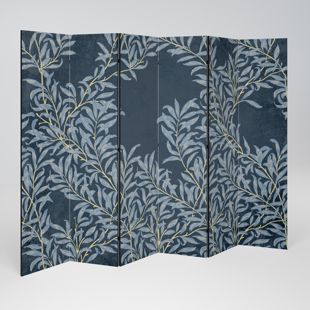 BLUE LEAVES Decorative 6-Panel Room Divider
