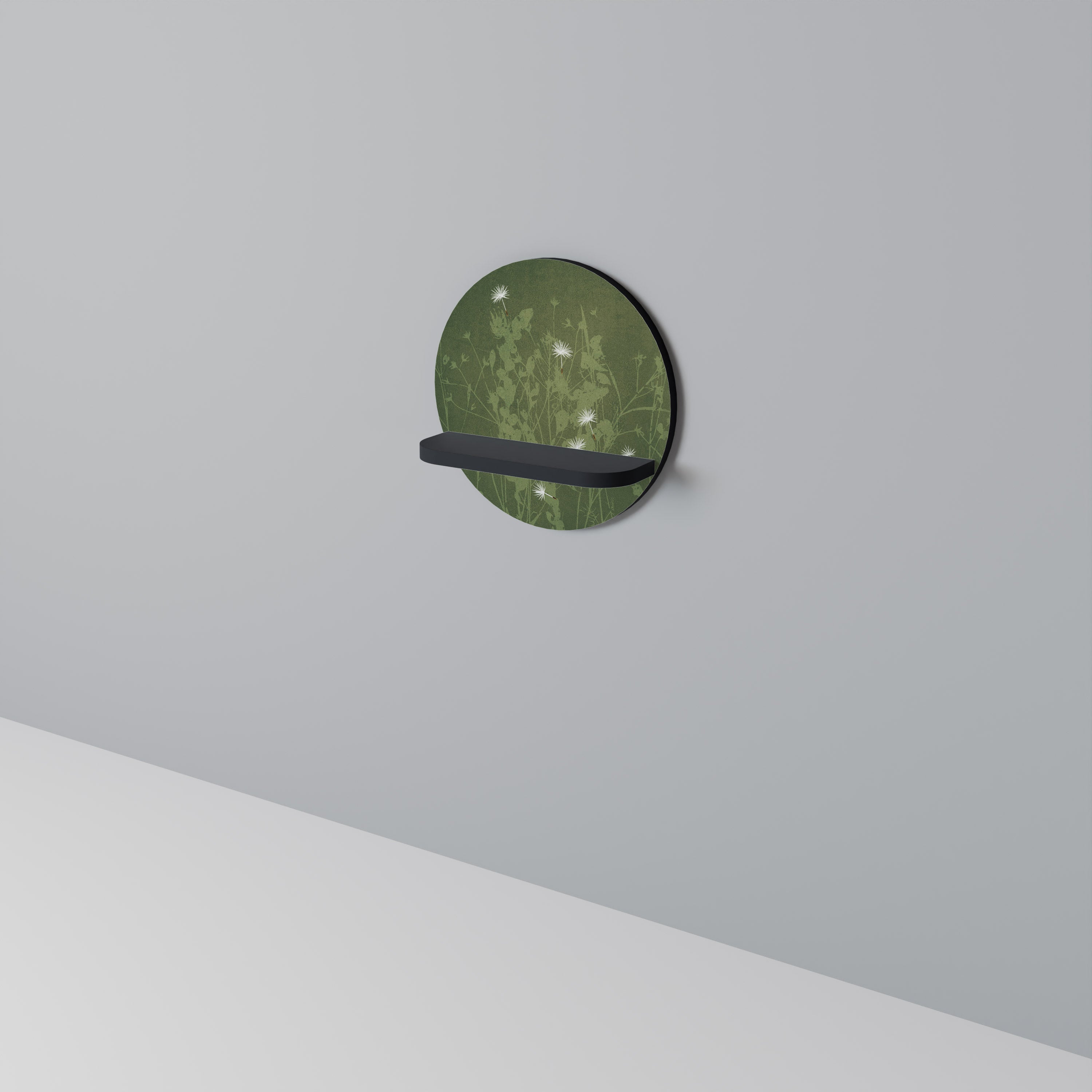 DANDELION HOLD Prateleira Redonda Decorativa em Acabamento Preto