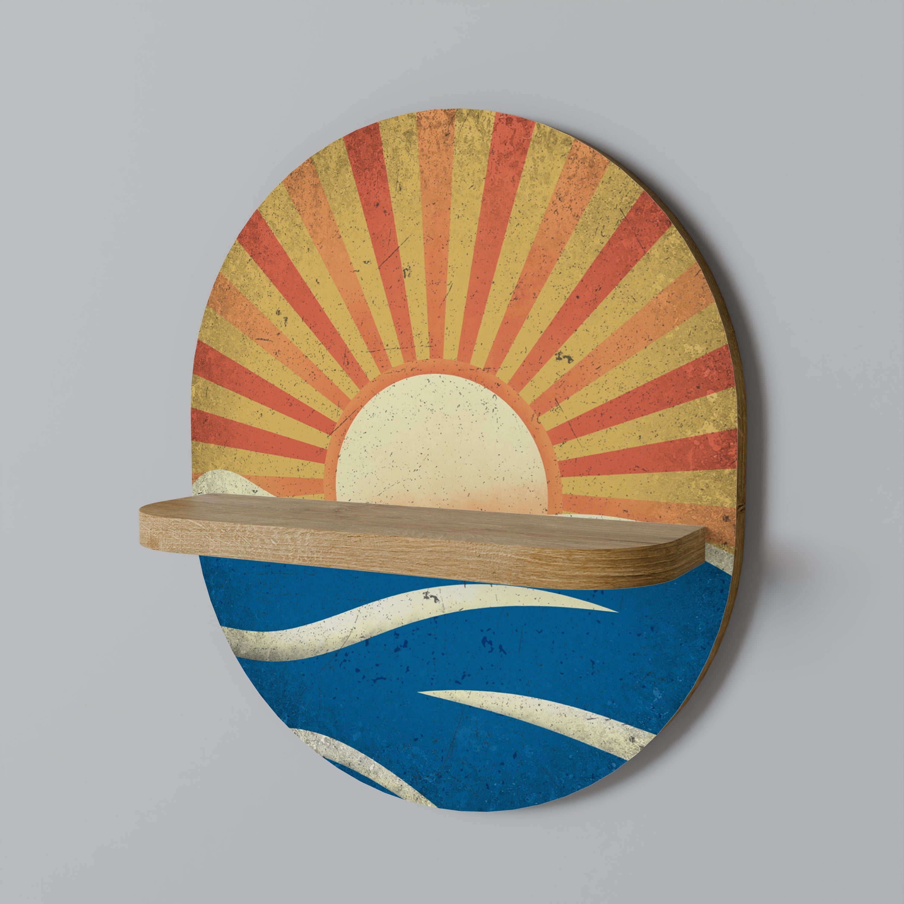 SUNNY SLIDE Prateleira Oval Decorativa em Efeito Carvalho