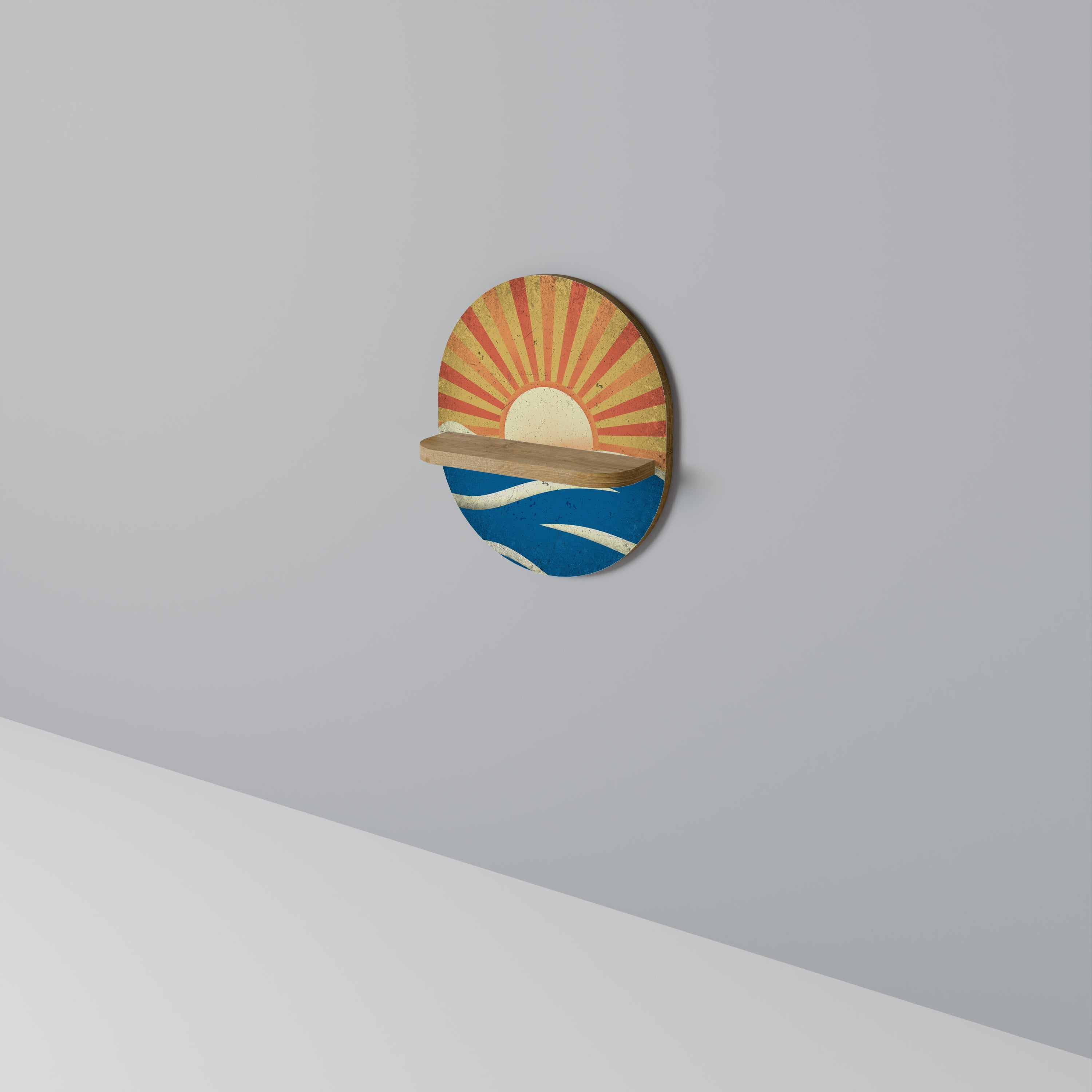 SUNNY SLIDE Prateleira Oval Decorativa em Efeito Carvalho