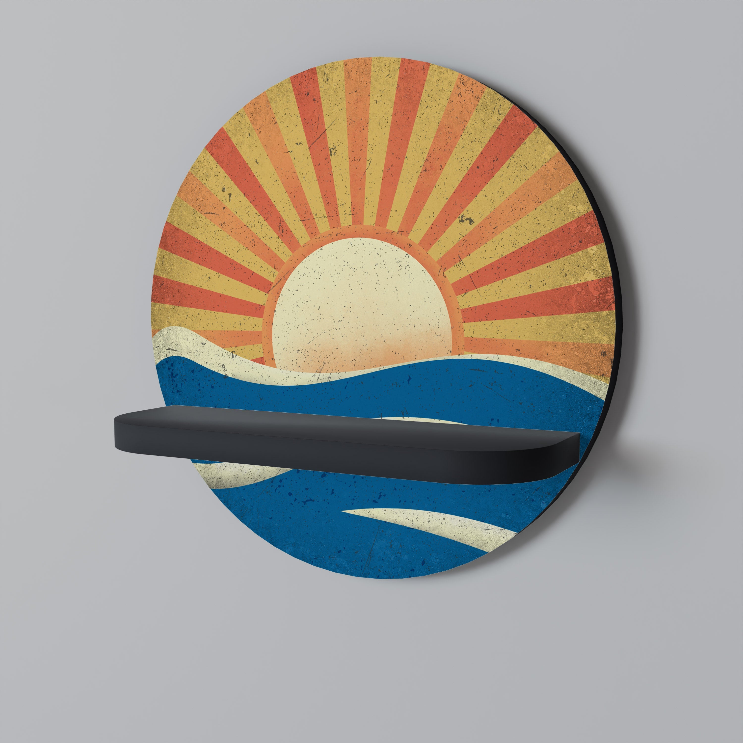 SUNNY SLIDE Prateleira Redonda Decorativa em Acabamento Preto