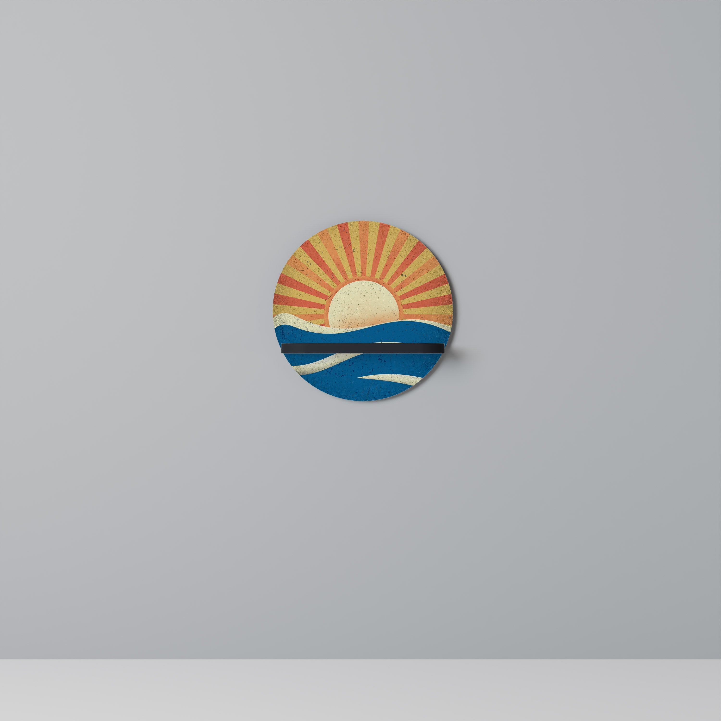 SUNNY SLIDE Prateleira Redonda Decorativa em Acabamento Preto