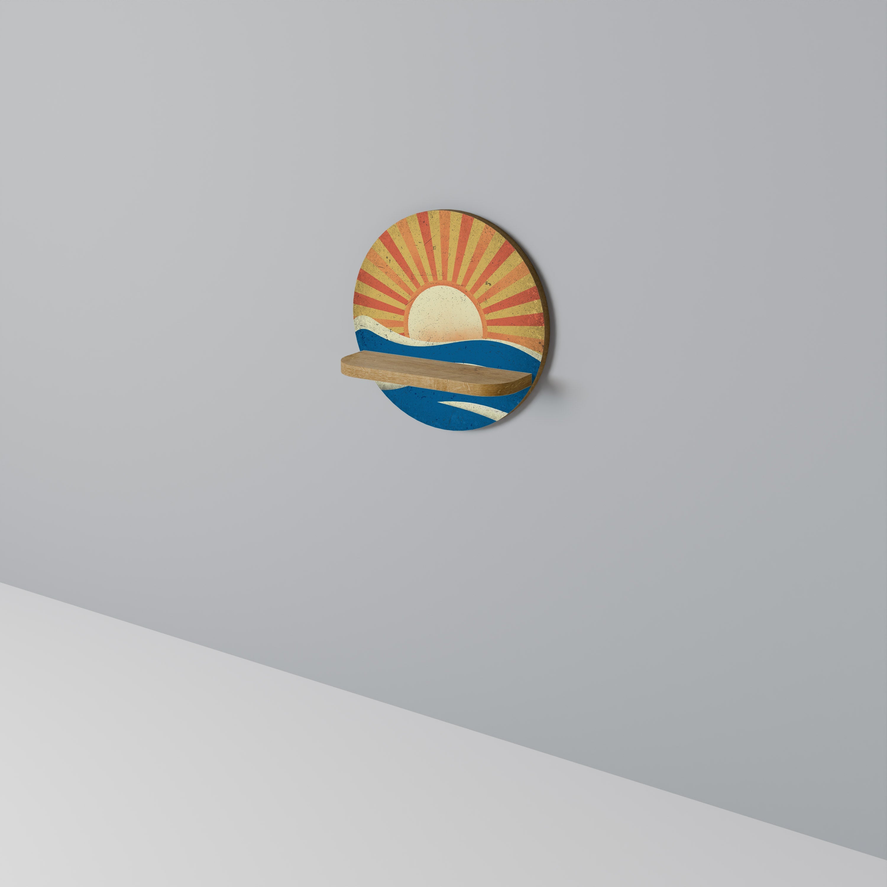 SUNNY SLIDE Prateleira Redonda Decorativa em Efeito Carvalho