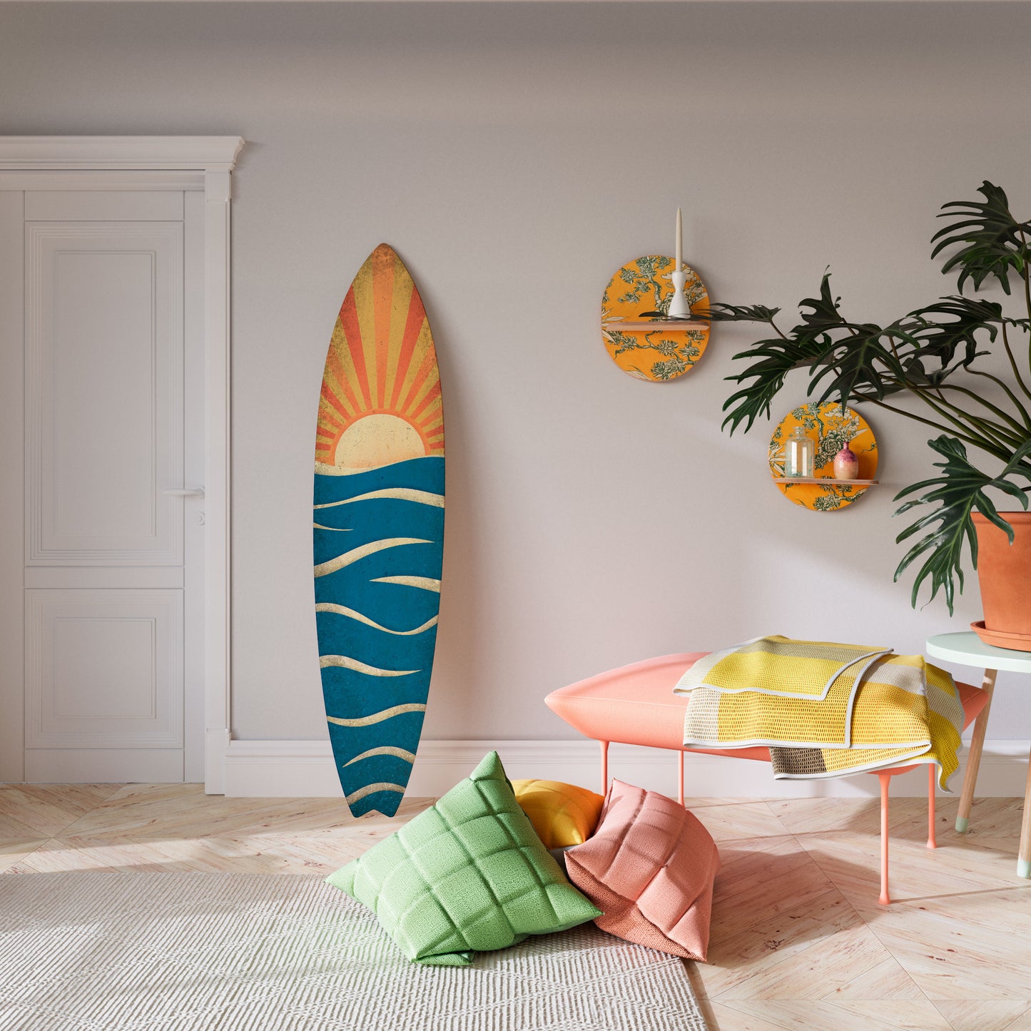 SUNNY SLIDE Painel Decorativo Prancha de Surf