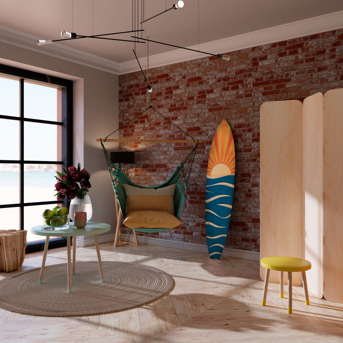 SUNNY SLIDE Painel Decorativo Prancha de Surf