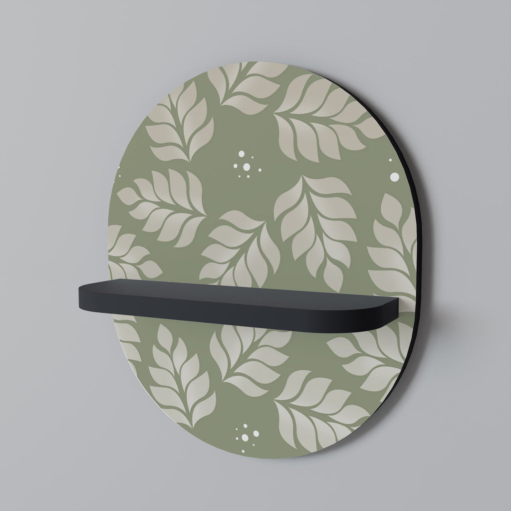 LEAVES ON GREEN Prateleira Oval Decorativa em Acabamento Preto