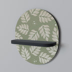 LEAVES ON GREEN Prateleira Oval Decorativa em Acabamento Preto