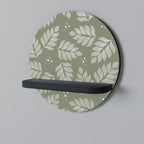 LEAVES ON GREEN Prateleira Redonda Decorativa em Acabamento Preto