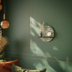 LEAVES ON GREEN Prateleira Redonda Decorativa em Acabamento Preto